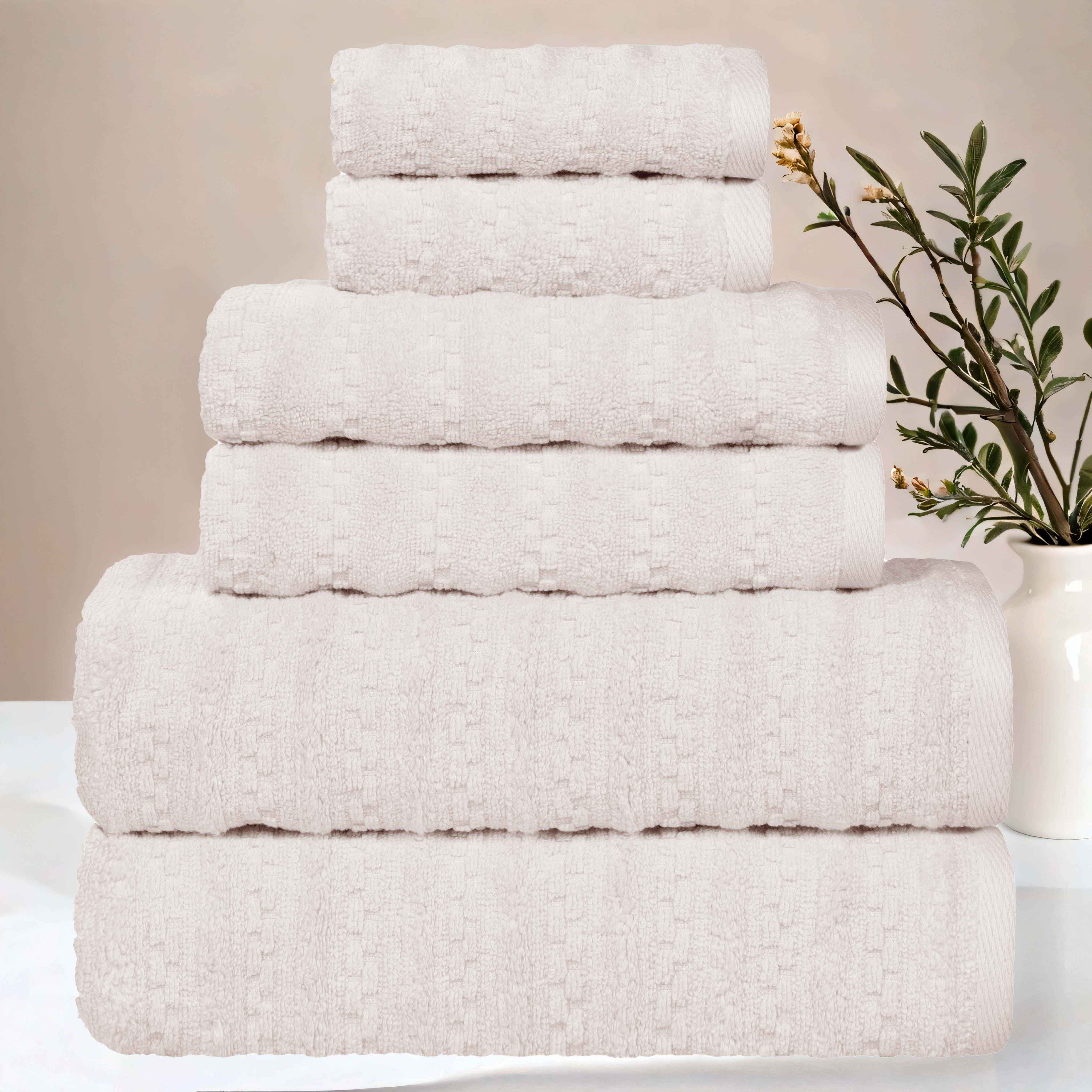 Zuma Zero Twist Cotton Medium Weight Soft Absorbent 6-Piece Bath Towel Set - Premium Luxury Towels for Spa, Bathroom & Beach Use