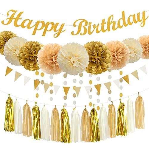 White Gold Champagne Birthday Decorations Kits