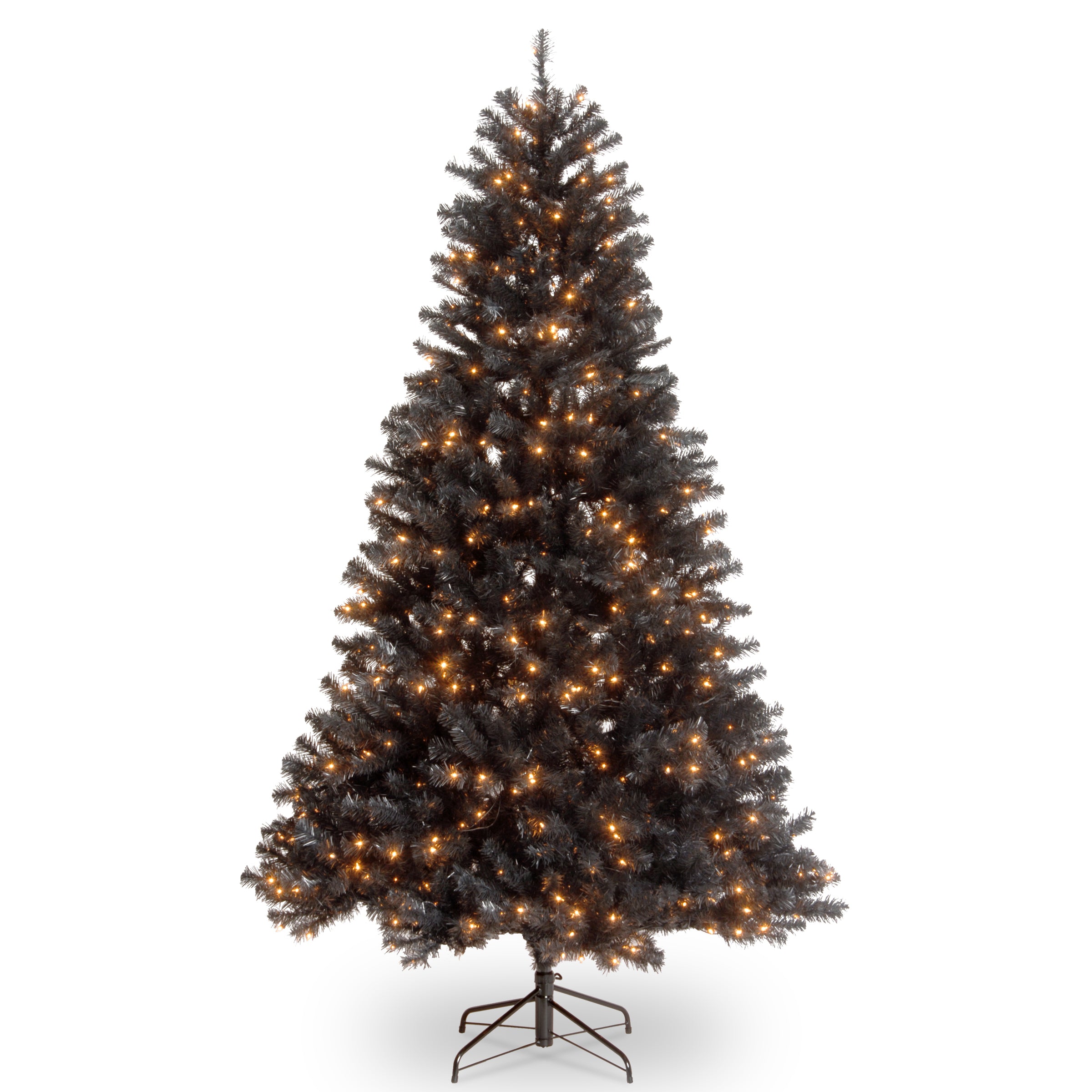 6 ft Pre-Lit Halloween Black Spruce Tree with White LED Lights - Perfect for Indoor and Outdoor Holiday Decorations