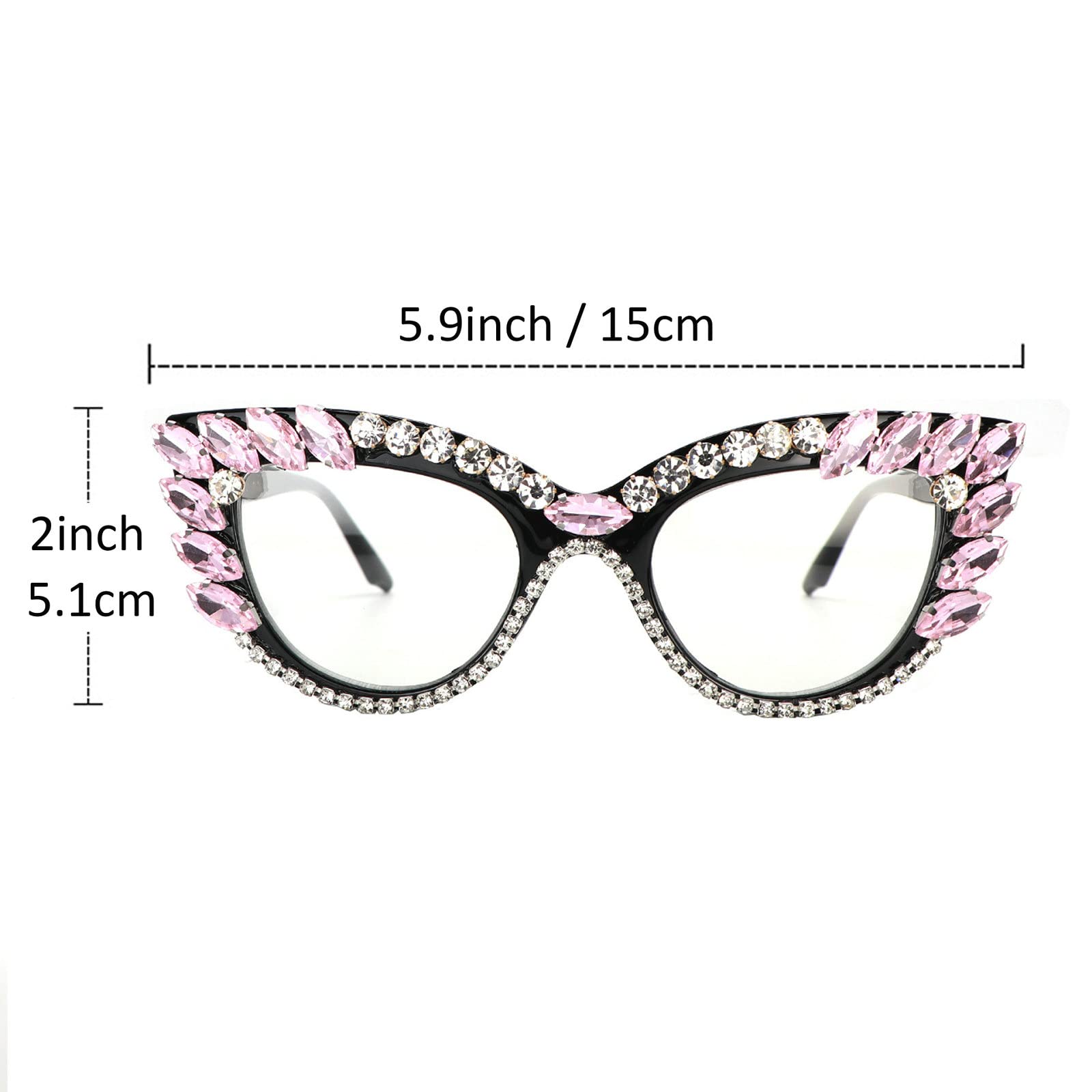 Sparkling Rhinestone Bling Reading Glasses for Women - Blue Light Blocking Cat Eye Glasses with Diamond Accents | Fashionable Eyewear for Reading, Computer Use & Evening Events