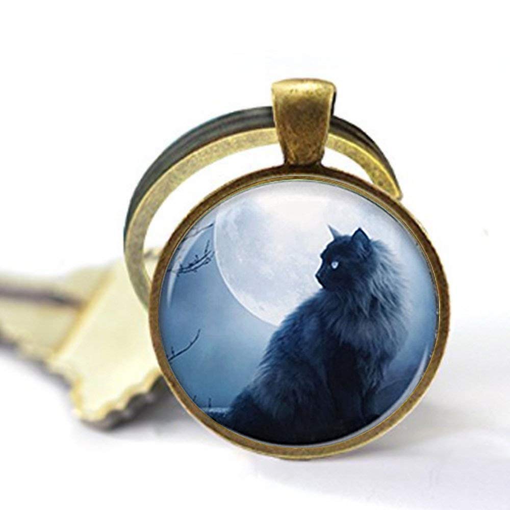 Black Cat Keychain - Vintage Glass Art Photo Jewelry for Cat Lovers | Perfect Gift for Halloween, Home Decor, and Pet Accessories