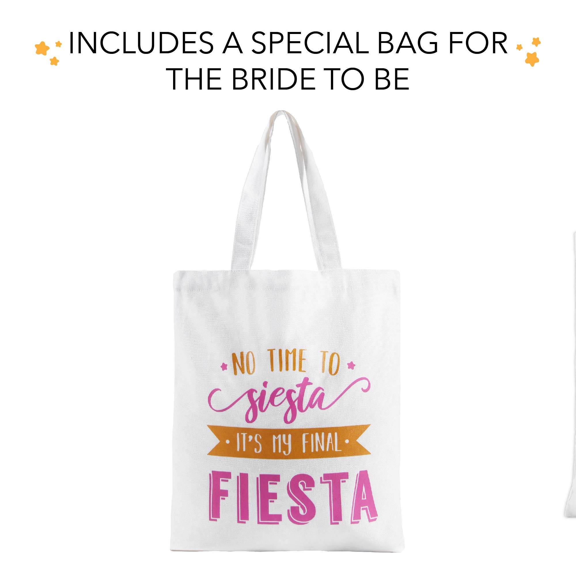 Pop Fizz Designs Final Fiesta Bridesmaid Tote Bags - Premium Canvas Wedding Party Gift for Bachelorette, Bridal Shower & Rehearsal Dinner - Perfect for Bride Squad & Maid of Honor