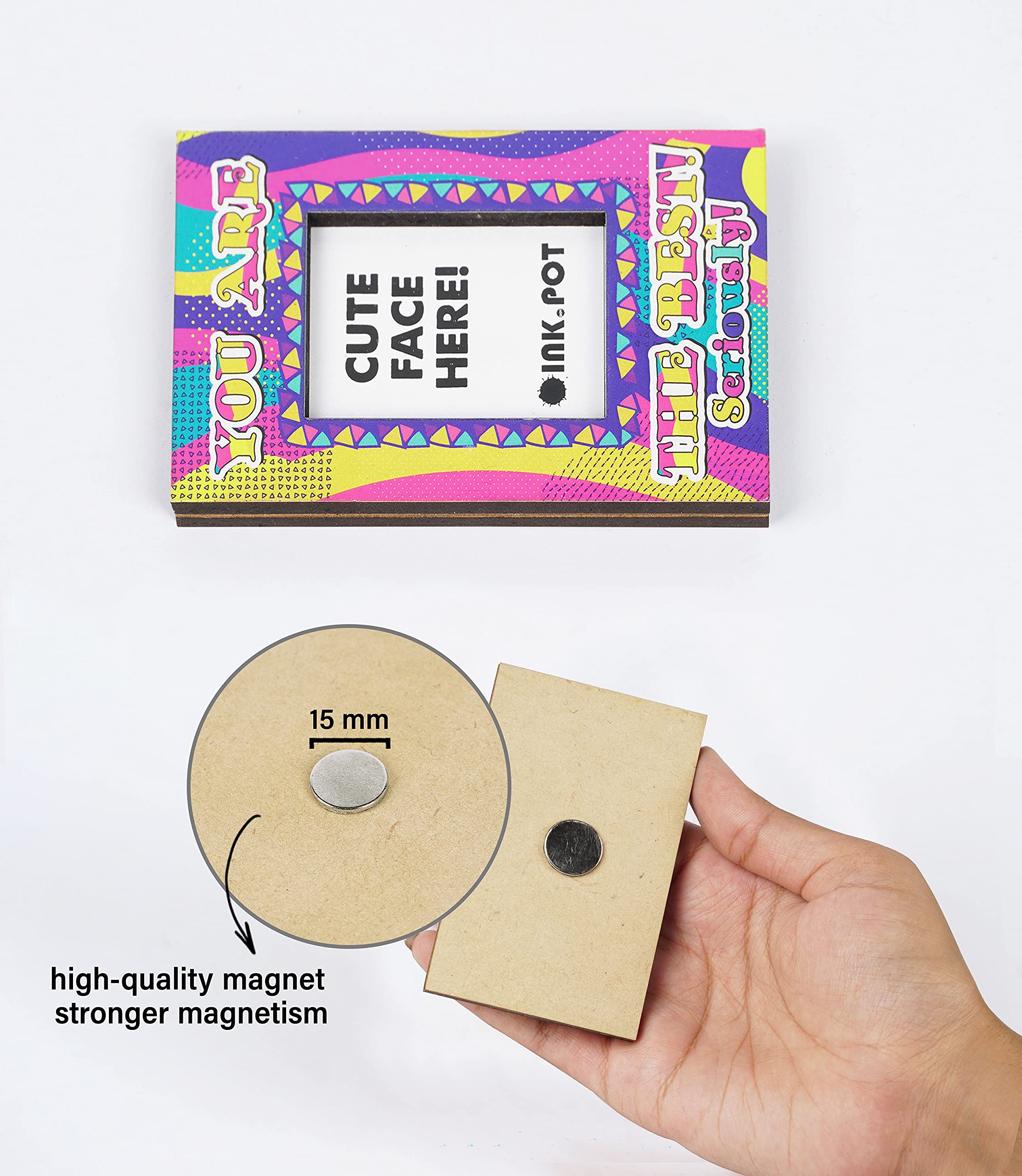 You Are The Best Seriously Magnetic Photo Frame - Refrigerator Magnet Frame for Pictures - Mini Photo Holder - Perfect Gift for Spouse, Friend, Family (9x5.5 cm) - Ideal for Kitchen Decor, Office Memories & Special Occasions