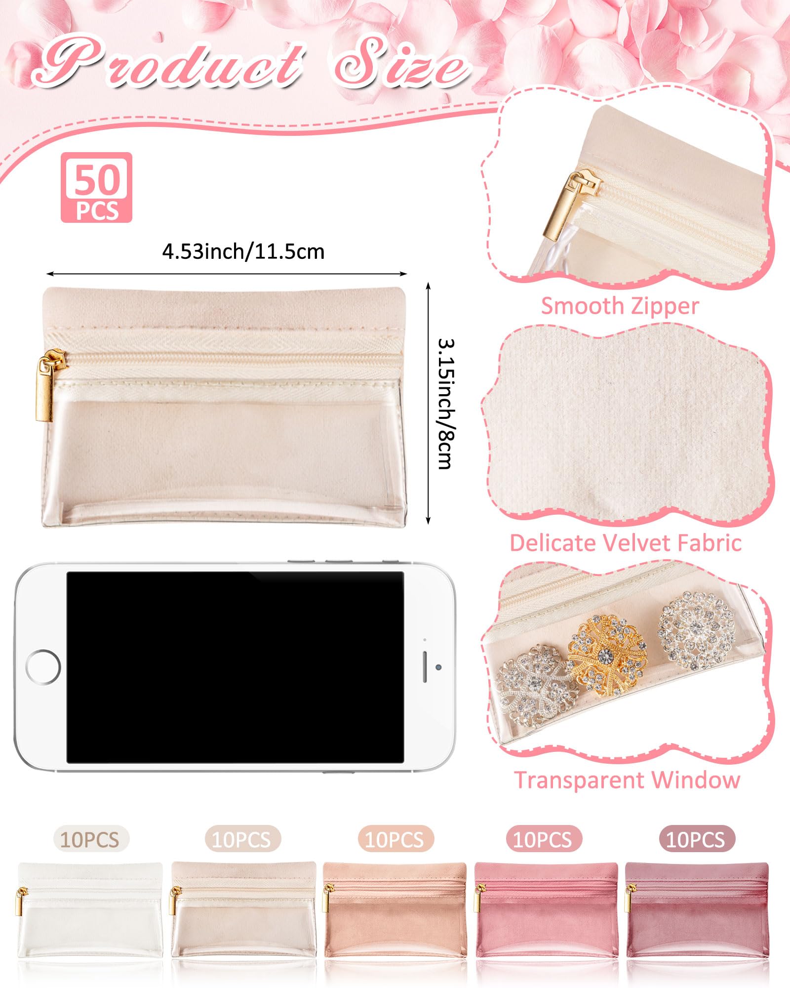 Uiifan Travel Jewelry Organizer - Flannel Jewelry Storage Bags with Zipper Pockets for Women & Girls | Portable Jewelry Pouch for Travel, Vacation & Daily Use | Perfect Gift for Her
