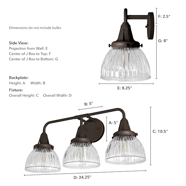 Hunter Cypress Grove 3-Light Bathroom Vanity Light Fixture in Natural Iron Finish - Perfect for Modern Farmhouse, Rustic, or Industrial Style Bathrooms