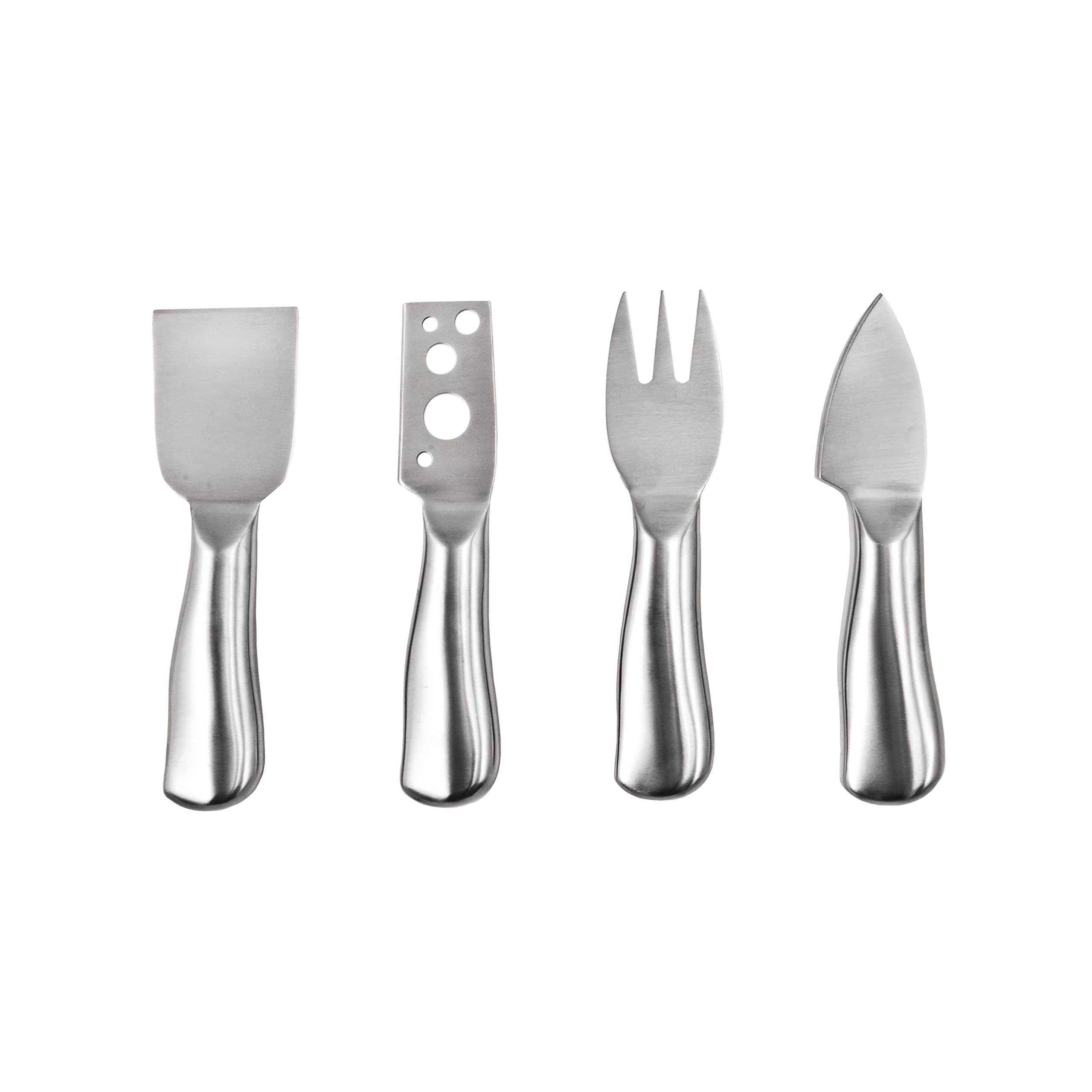 True Botero Stainless Steel Cheese Knife Set - 3-Piece Metallic Kitchen Tools for Cheese, Fruits & Charcuterie Boards | Perfect for Parties, Wine Tasting & Gourmet Entertaining (0175)