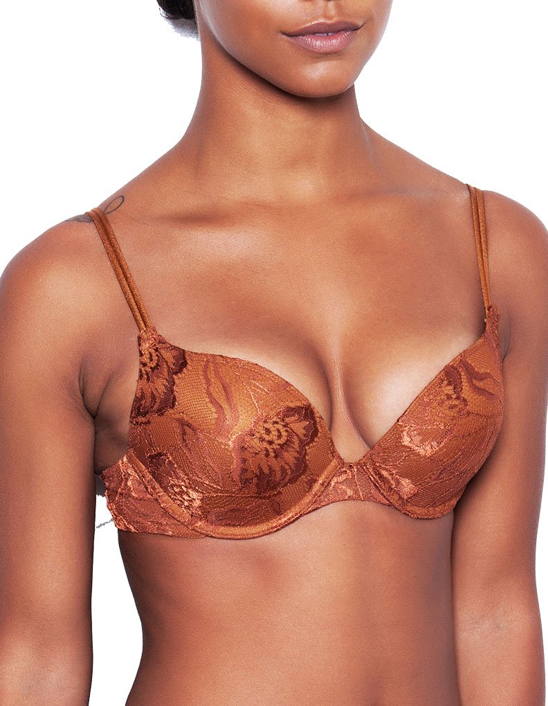 Classic Caramel Lace Wired Push Up Bra 32B - Sexy Comfort for Date Nights & Special Occasions