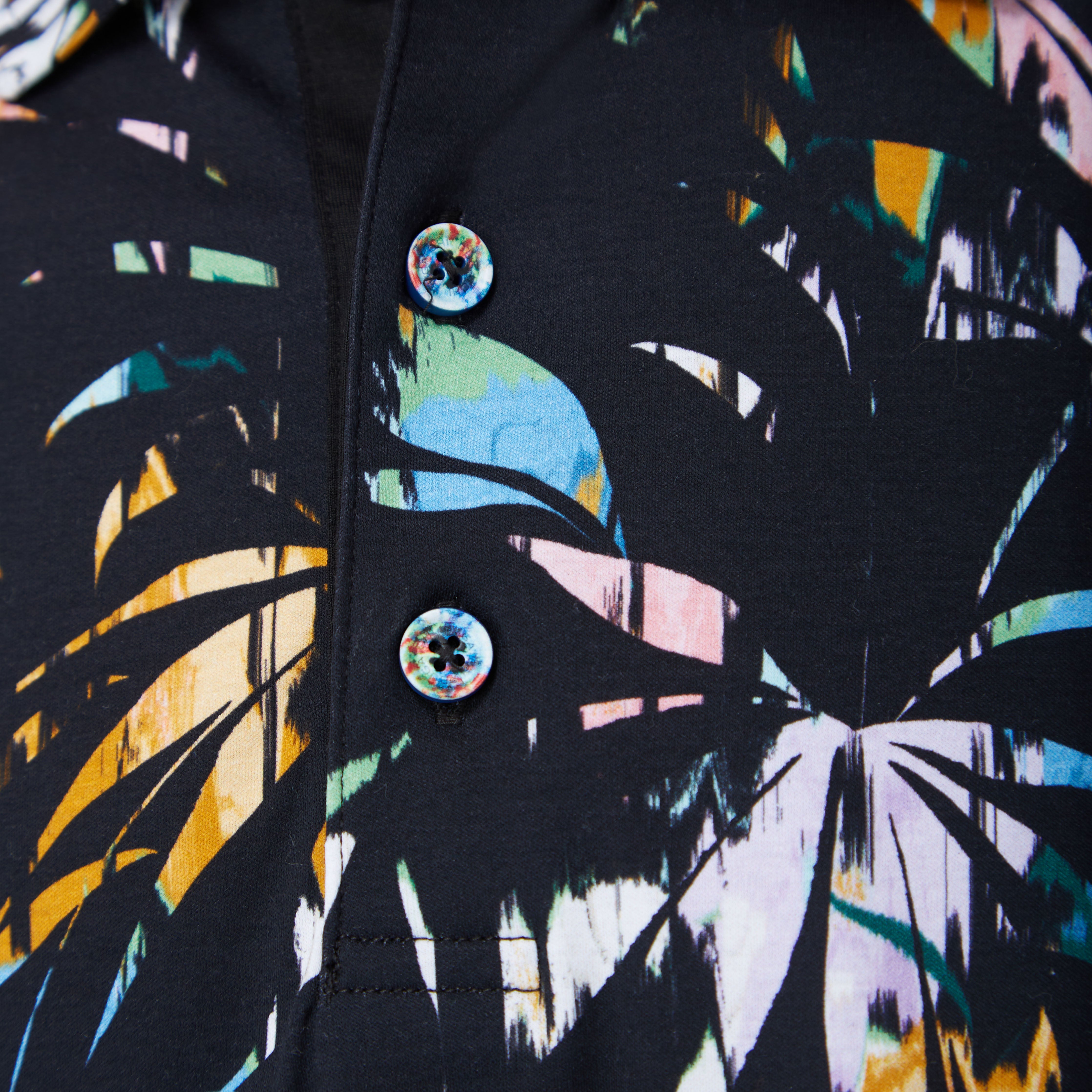 Hendrix Leaf Print Polo Shirt for Men - Stylish Casual Short Sleeve Button Down Shirt - Perfect for Summer Outings, Golf, and Business Casual Wear