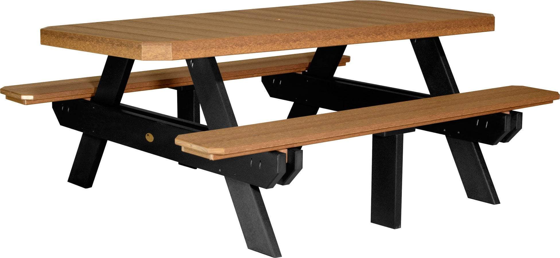 LuxCraft 6-Foot Recycled Plastic Rectangular Picnic Table - Outdoor Dining, Backyard, Park & Camping Furniture for Family Gatherings
