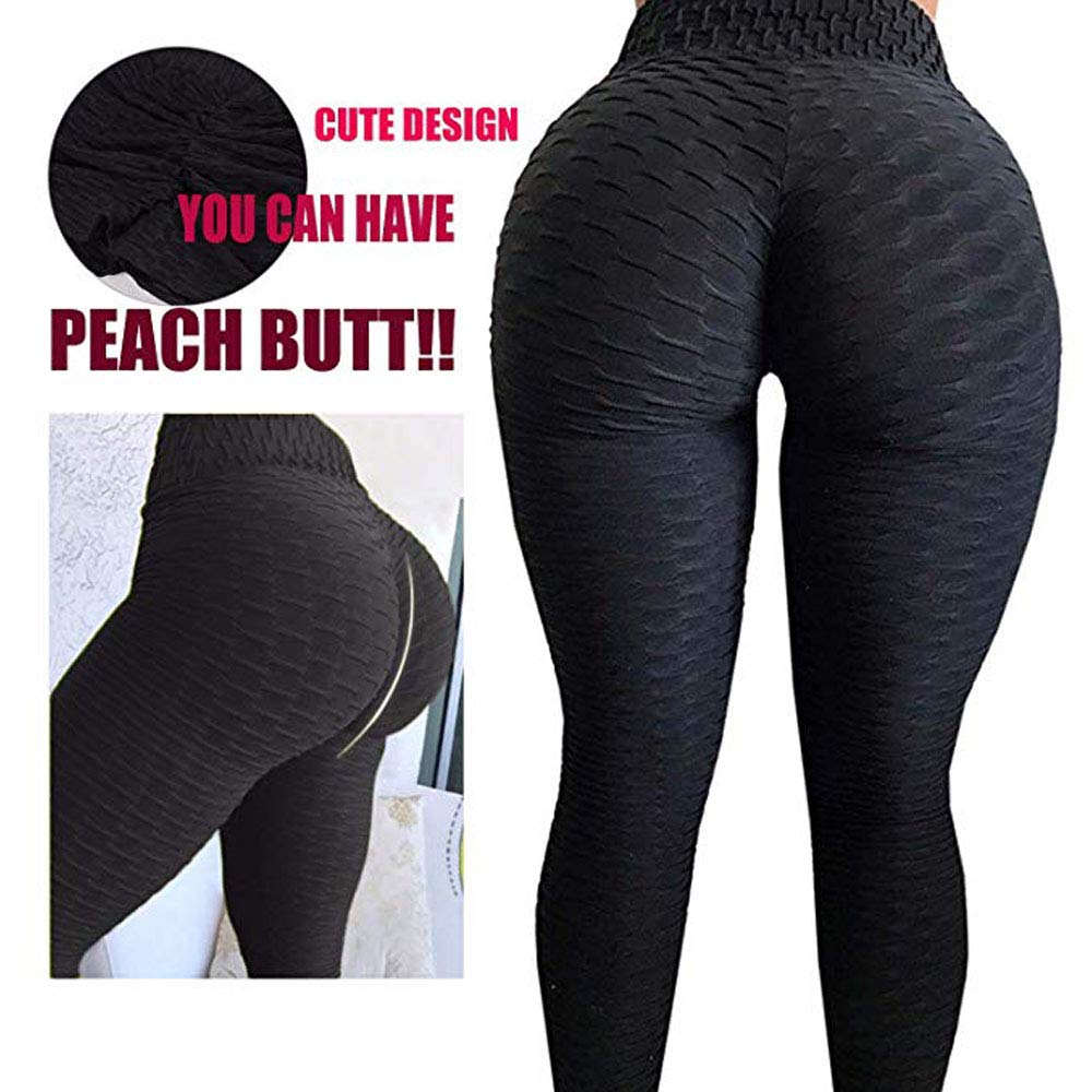 AGROSTE Women's High Waist Yoga Pants - Tummy Control Workout Leggings with Butt Lifting Design, Stretchy & Textured Booty Tights for Gym, Running & Everyday Wear