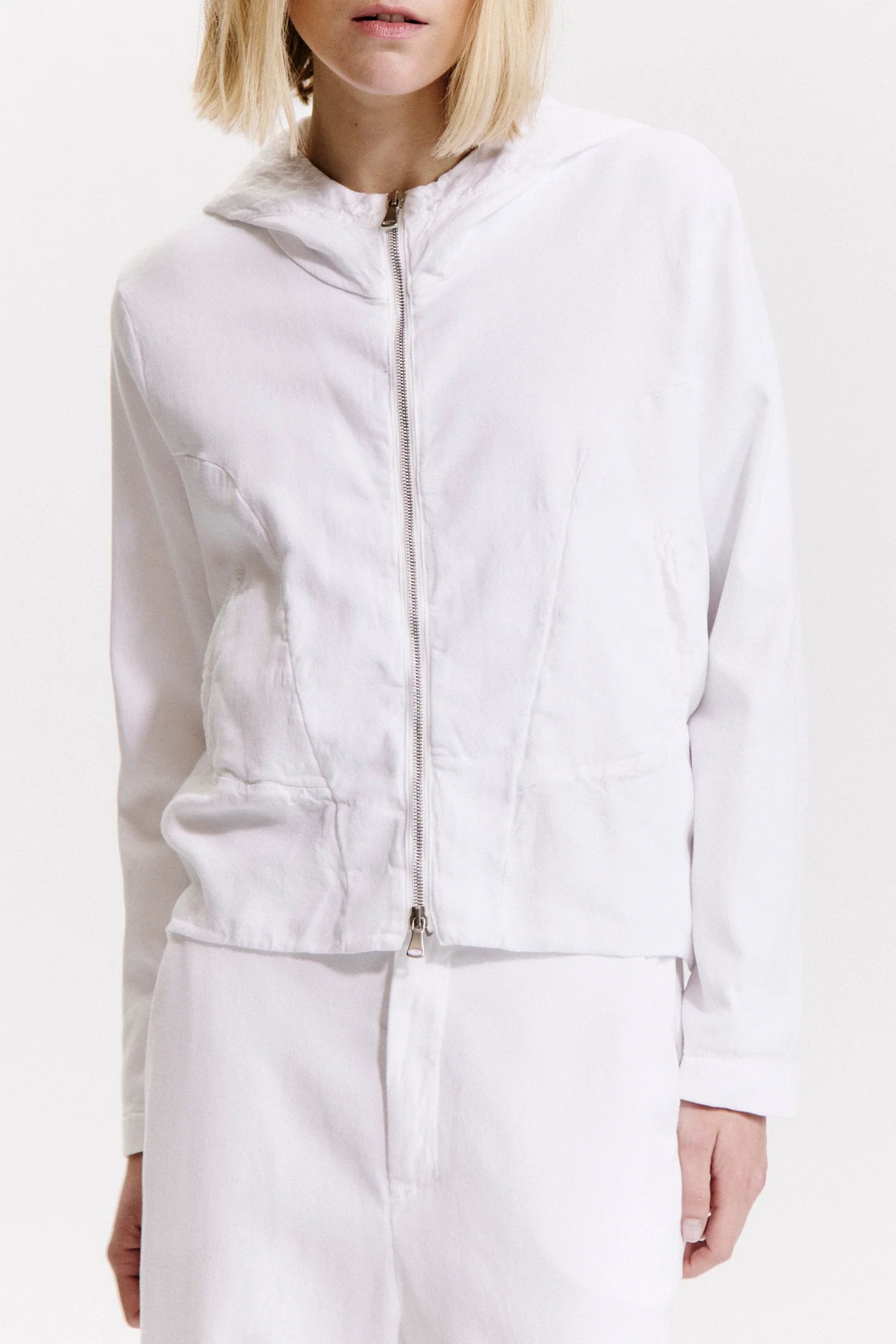 Comfort Fit Zip Hooded Flared Sweatshirt for Women - Cozy White Pullover with Front Pockets | Perfect for Casual Wear, Gym, and Outdoor Activities