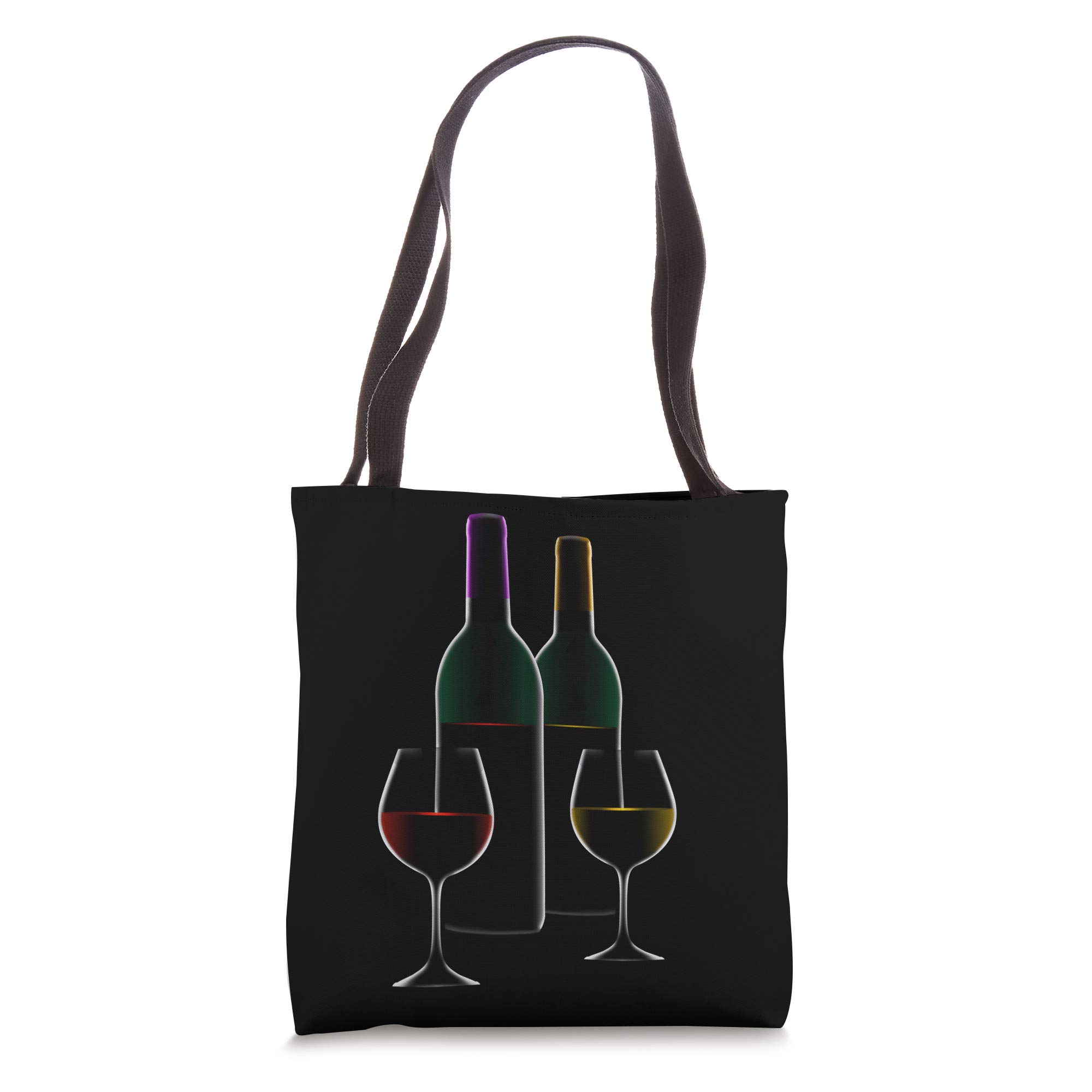 Elegant Red & White Wine Sparkling Glasses Tote Bag - Stylish Black Party Bag for Wine Tasting, Bridal Showers & Celebrations