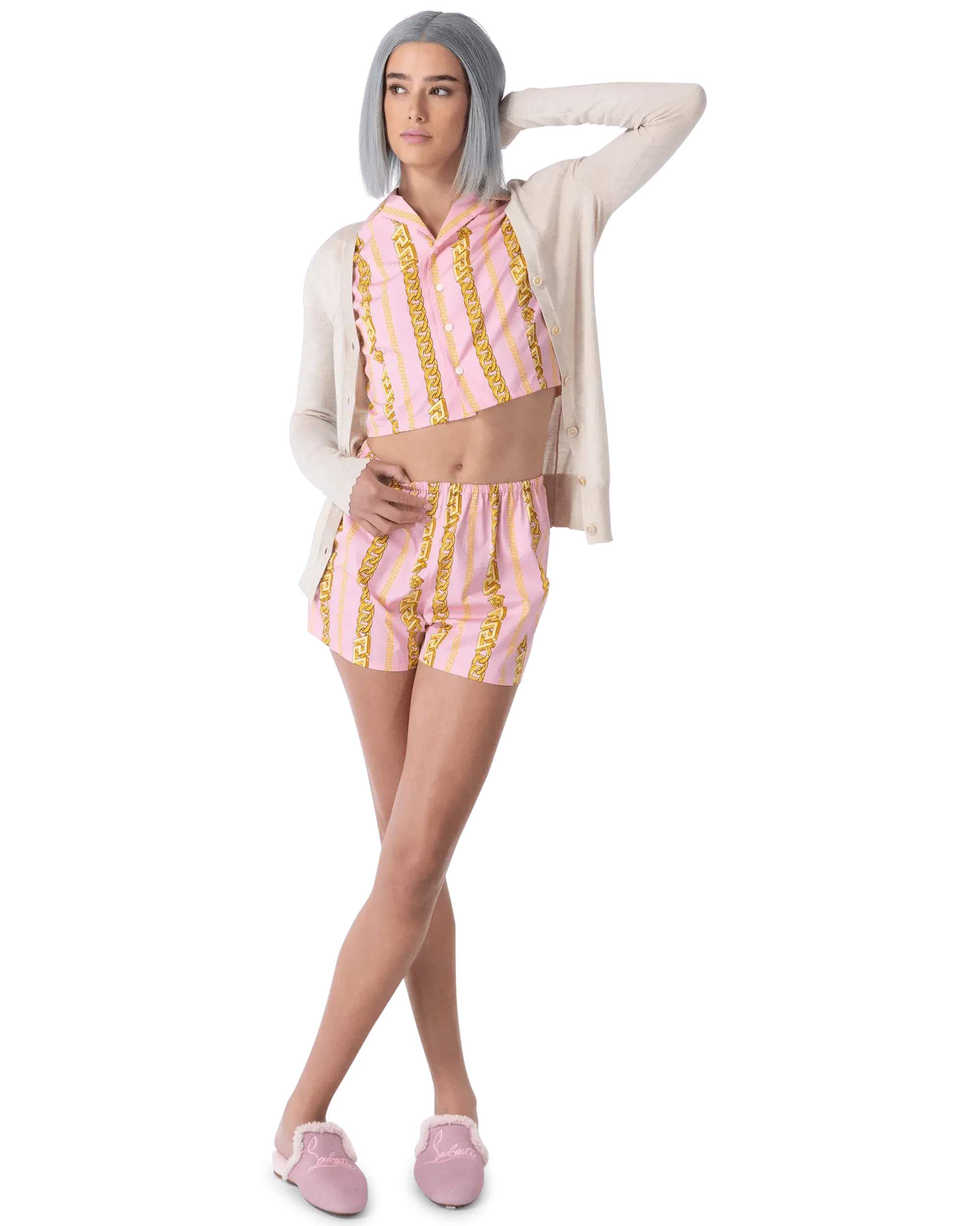 Chain Print Cotton Pajama Shorts for Women - Soft & Comfortable Sleepwear for Summer Nights & Lounge Wear