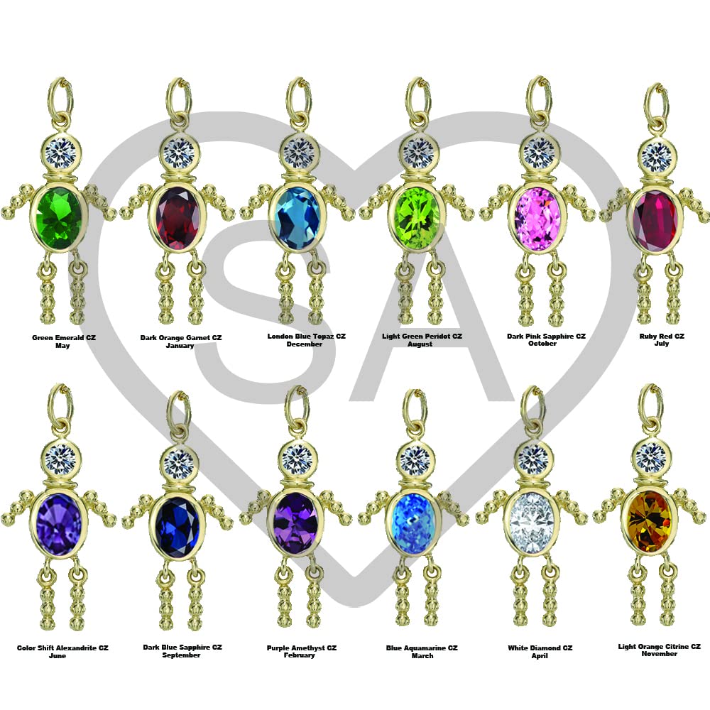 14K Yellow Gold Birthstone Charm Pendant for Boys - Personalized Family Jewelry Gift for Birthdays, Anniversaries & Special Occasions