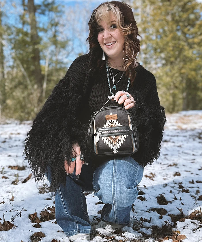 Wrangler Aztec Knitted Backpack - Stylish & Durable College Backpack for Women & Men - Perfect for School, Travel & Outdoor Adventures