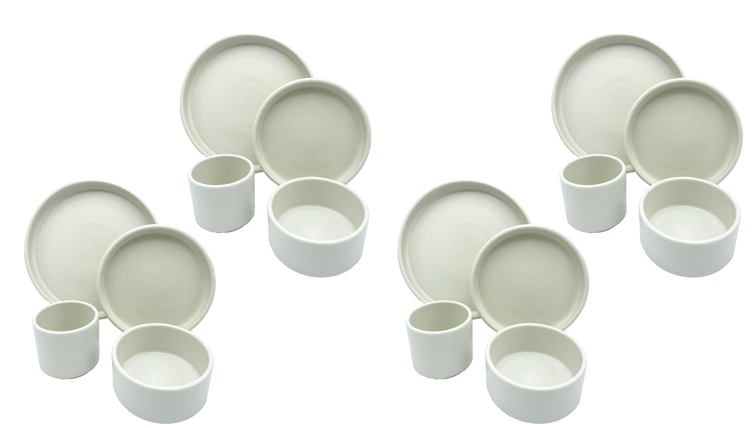 16-Piece American Modern Dinnerware Set - Matte White Ceramic Plates, Bowls & Mugs - Elegant Tableware for Everyday Dining & Entertaining