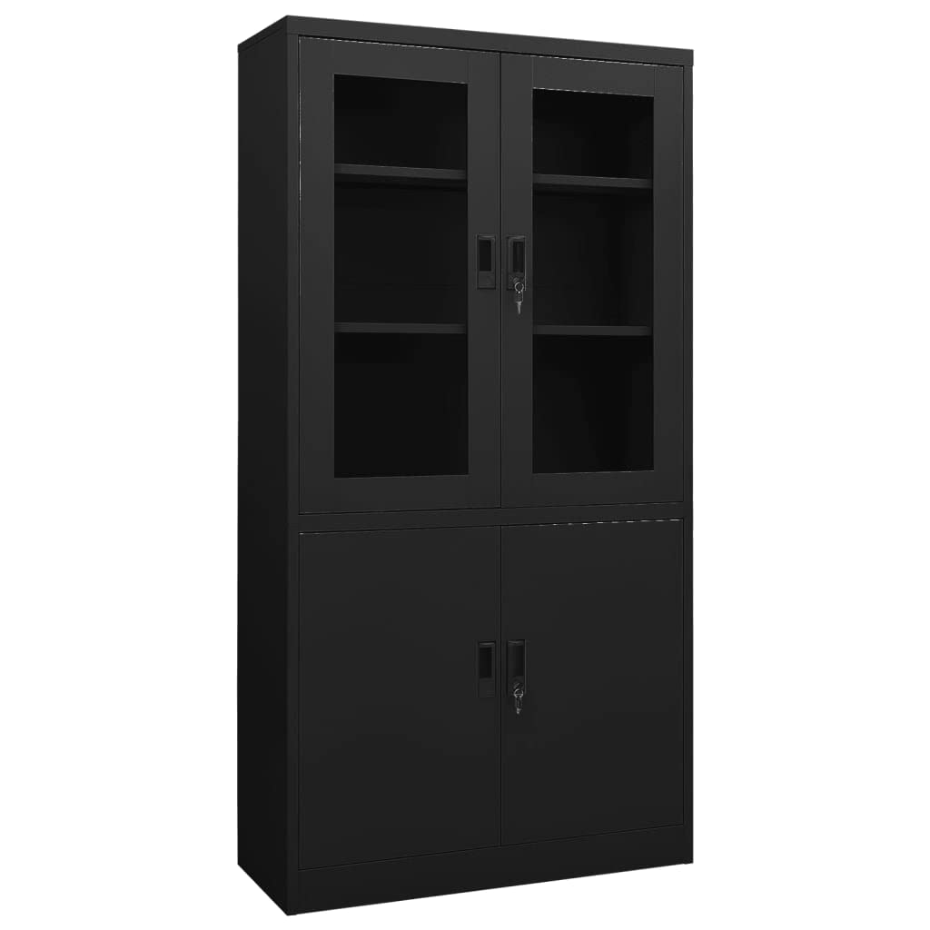 Black Steel Display Cabinet with Lock - 35.4