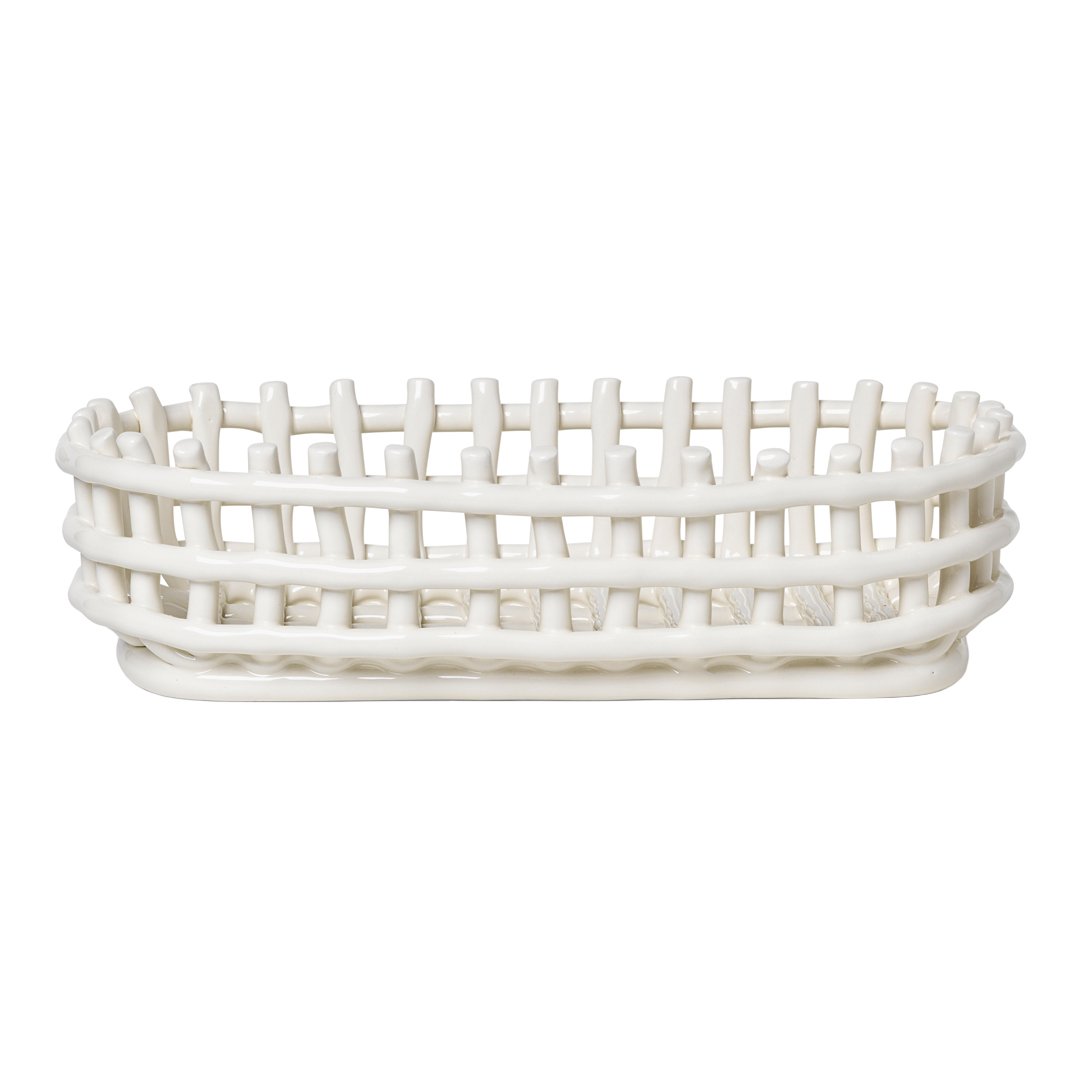 Premium Ceramic Basket - Elegant Oval Design for Home Decor, Kitchen Storage & Gift Giving | Perfect for Fruits, Bread, and Organizing Essentials