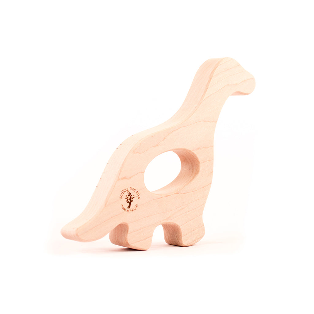 Natural Wooden Dinosaur Teething Toy for Babies - Safe & Non-Toxic Chew Toy for Soothing Sore Gums | Perfect Baby Shower Gift & Toddler Teething Relief