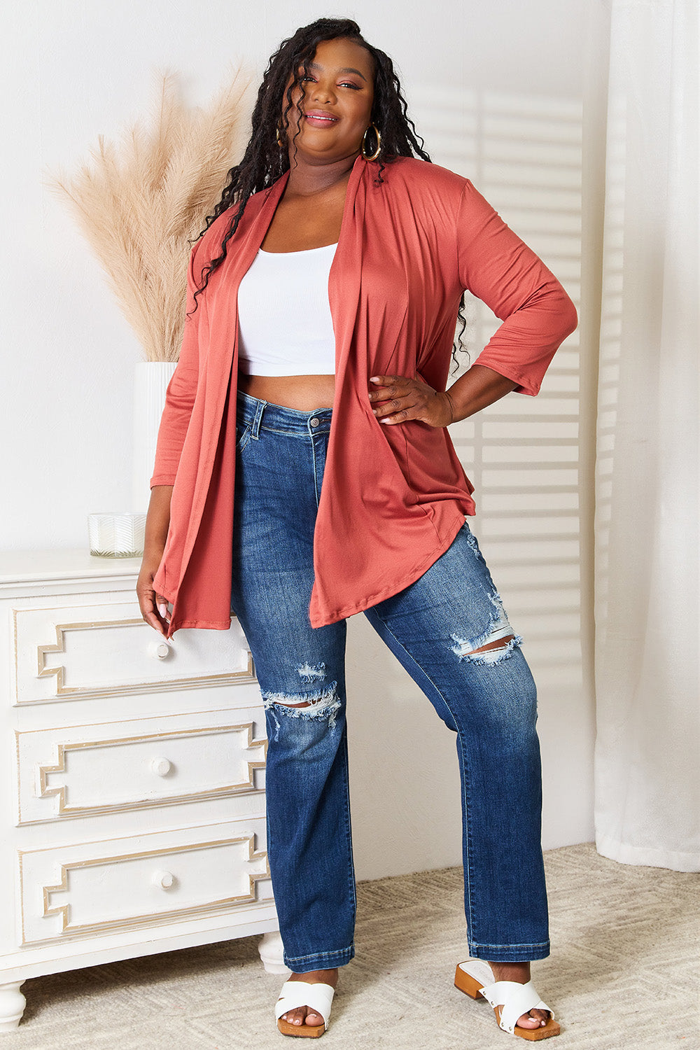 Culture Code Full Size Open Front Cardigan for Women - Soft & Cozy Knit Sweater Wrap - Perfect for Office, Lounge & Casual Outfits
