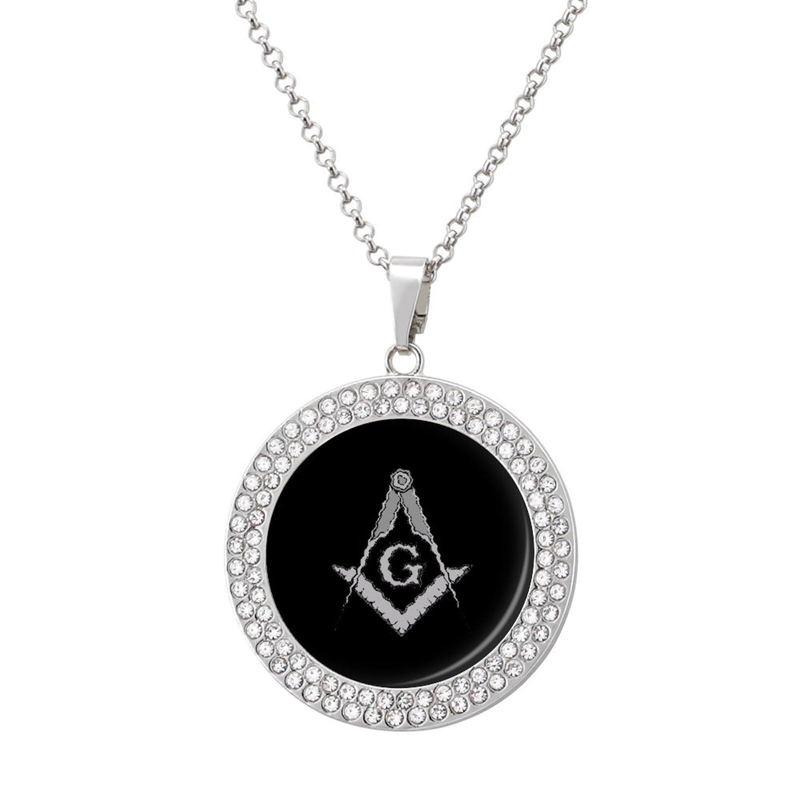 Freemason Sign Multicolored Diamond Necklace - Circle Pendant Jewelry for Women, Masonic Gift for Sisters, Wives & Girlfriends - Perfect for Special Occasions & Everyday Wear