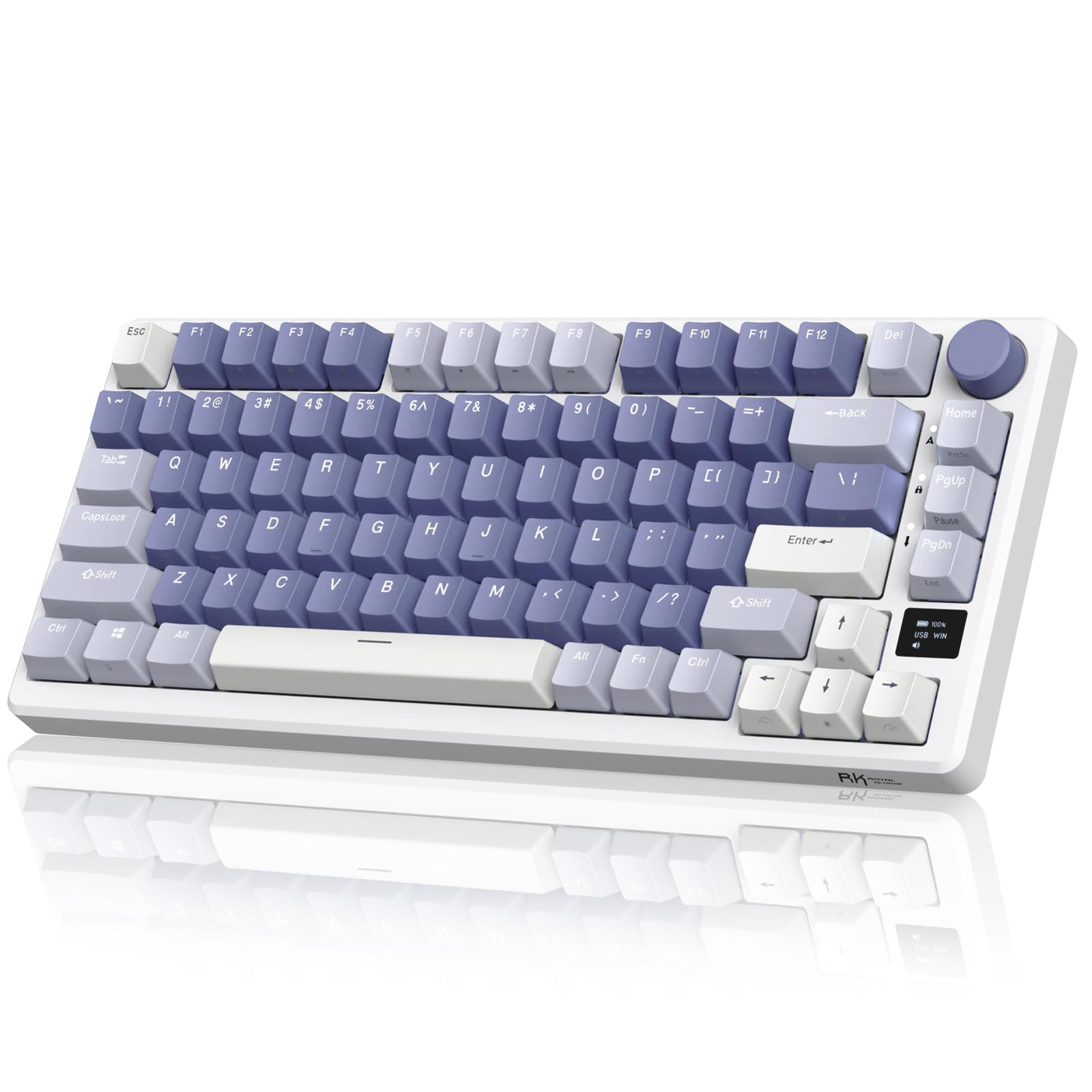 RK ROYAL KLUDGE M75 75% Wireless Mechanical Gaming Keyboard - OLED Smart Display, Volume Knob, RGB Backlit, Hot-Swap Fast Silver Switch, 2.4G/USB-C/BT Triple Mode, Gasket Mounted (81 Keys) - Perfect for PC Gaming, Office Work & Typing Enthusiasts