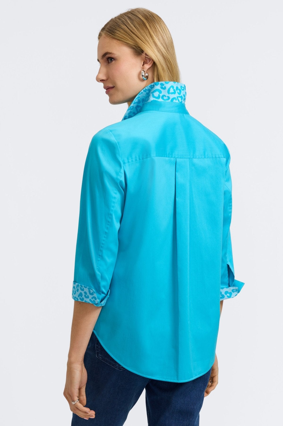 Margie No Iron Stretch Matte Sateen 3/4 Sleeve Shirt for Women - Wrinkle-Free Comfort Blouse for Office, Travel & Casual Wear
