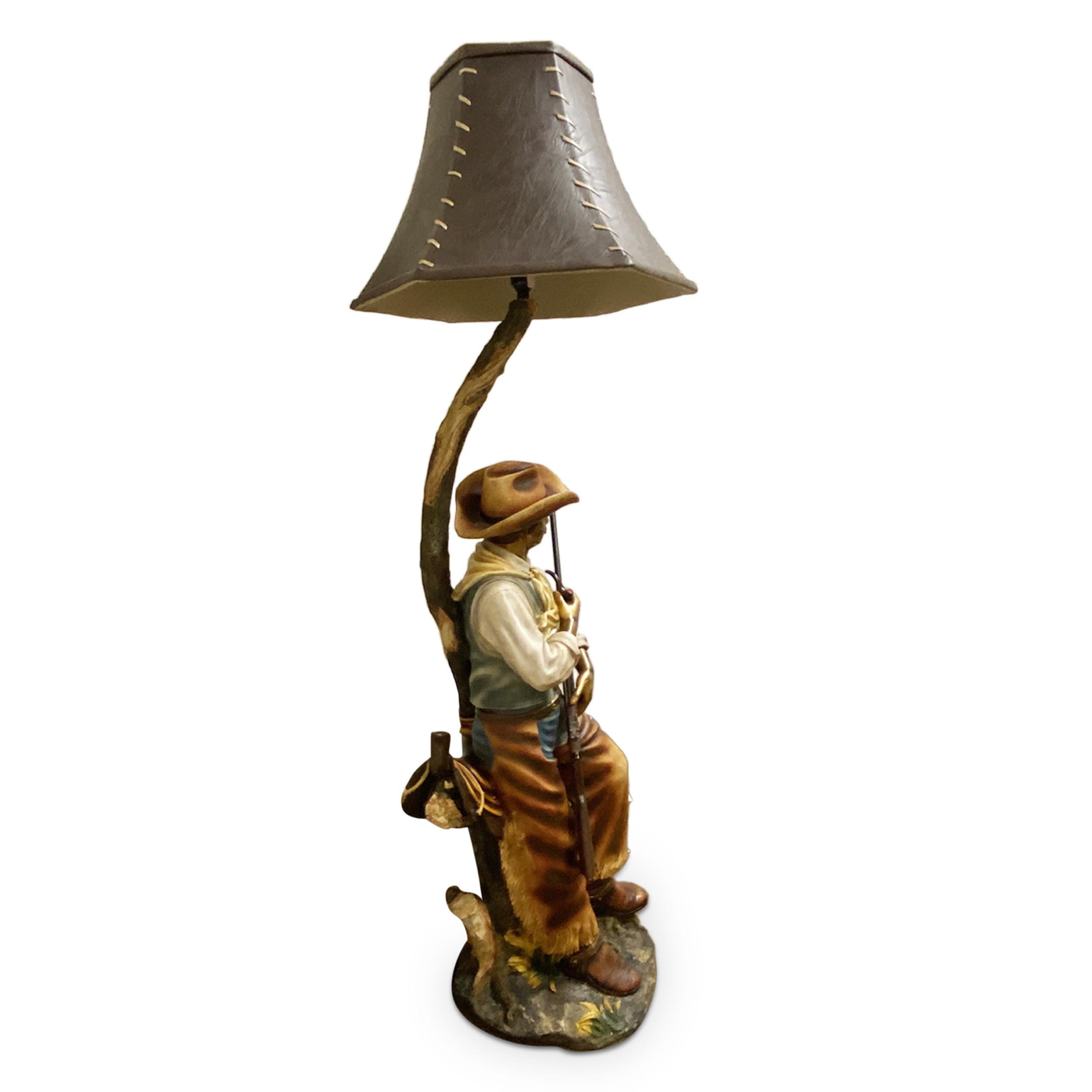 Rustic Cowboy Floor Lamp - 64 Inch Tall Hand Painted Poly Resin Western Decor for Living Room & Bedroom | 100W Bulb | Perfect for Ranch Style Homes, Man Caves & Western Themed Interiors
