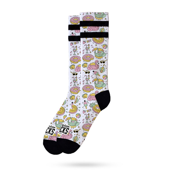 American Socks Signature Mid High Socks for Women & Men - Comfortable Pool Party Crew Socks for Swimming, Beach & Summer Activities