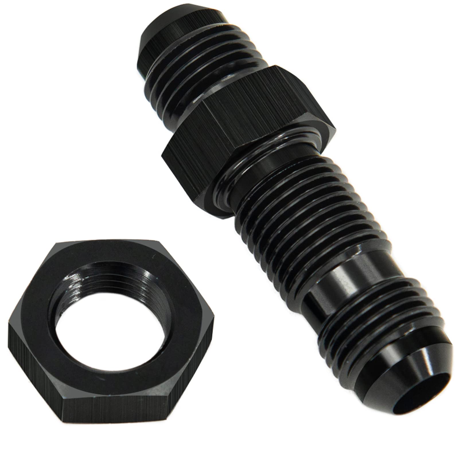 CNRAQR 6AN Male to Male Straight Bulkhead Flare Fitting Union Adapter - Aluminum Black for Fuel, Oil & Hydraulic Lines - Perfect for Automotive, Marine & Industrial Applications