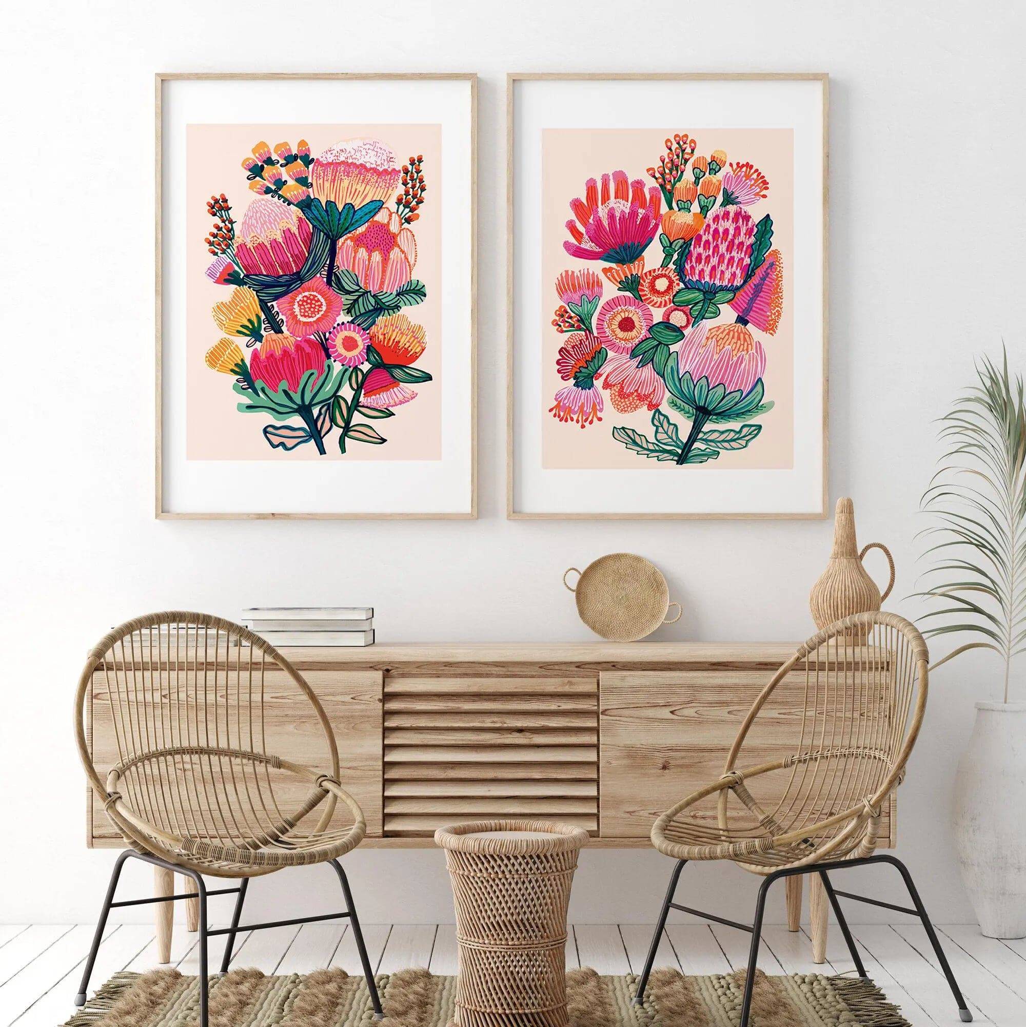 Australian Flowers Wall Art - Botanical Prints for Home & Office Decor | Floral Canvas Painting for Living Room, Bedroom, Kitchen