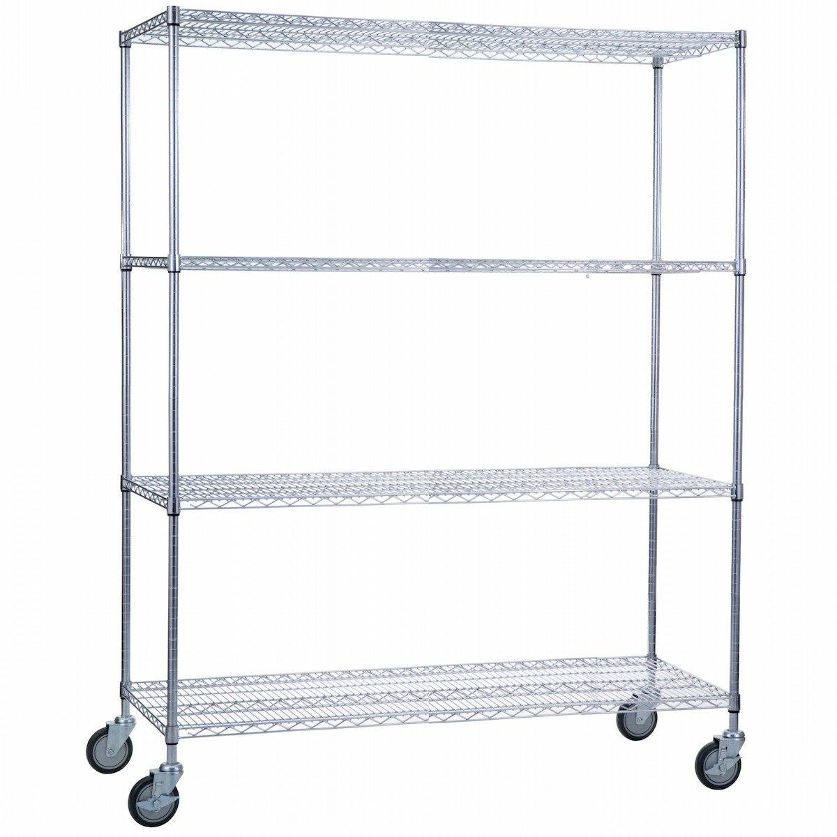 24 x 60 x 68 Rolling Wire Shelving Cart with Adjustable Shelves - Perfect for Kitchen Storage, Garage Organization & Commercial Use