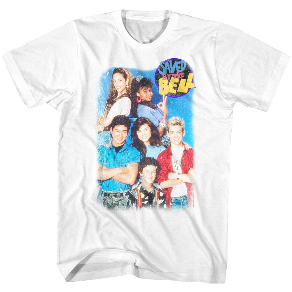 Saved By The Bell Men's Group Shot Graphic T-Shirt - Vintage 90s TV Show Tee for Fans, Casual Wear & Pop Culture Enthusiasts