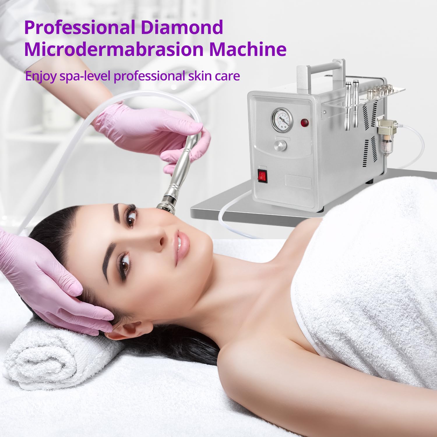 Diamond Microdermabrasion Machine - Professional Salon & SPA Skin Care Device for Face Exfoliation, Wrinkle Reduction & Skin Rejuvenation | At-Home Facial Treatment for Glowing Skin | Perfect for Acne Scars, Blackheads & Anti-Aging Routine