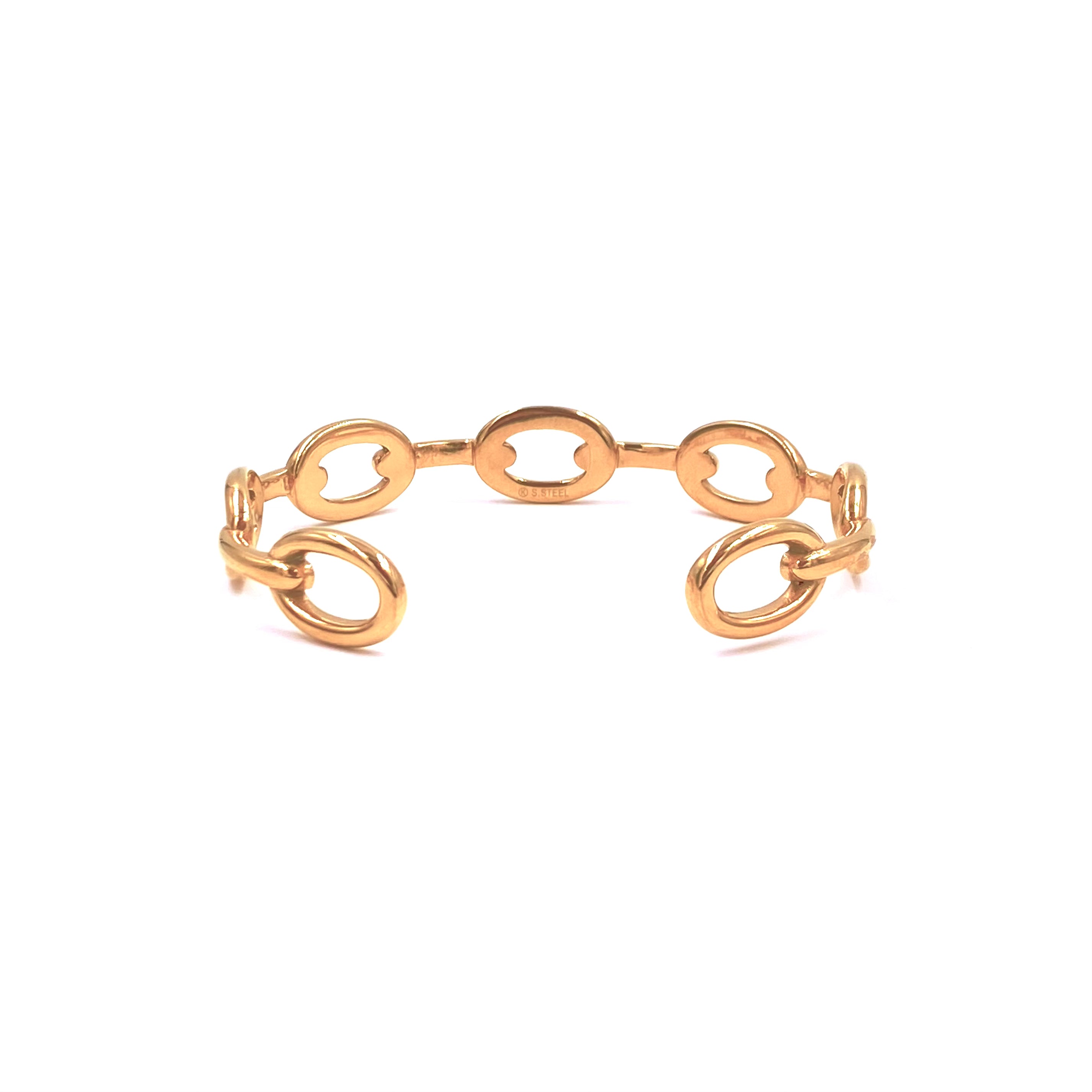 Ashley Gold Stainless Steel Gold Plated Round Link Chain Bangle Bracelet for Women - Elegant Jewelry Gift for Birthday, Anniversary & Special Occasions