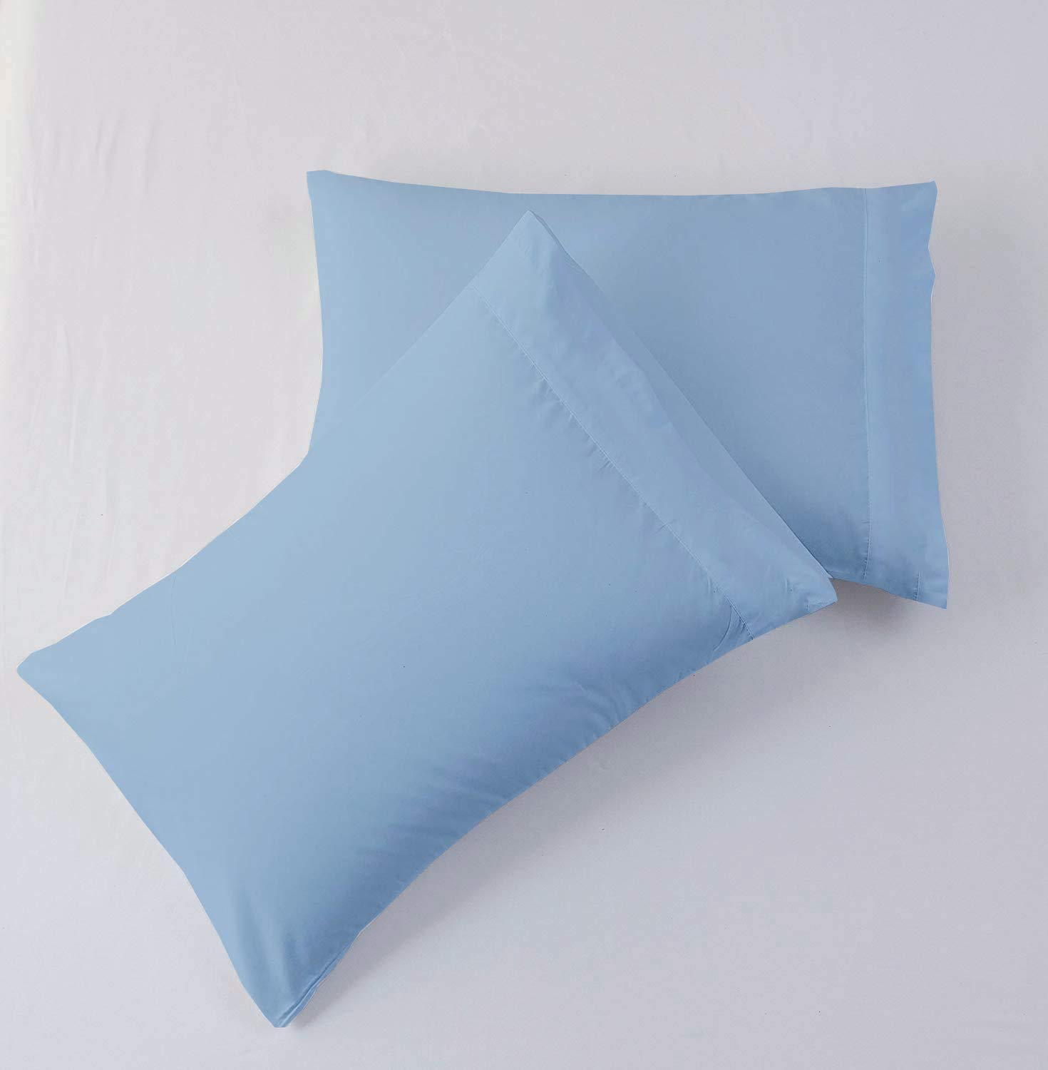 Full XL Cotton Sheets Set - 400 Thread Count 4-Piece Bedding for Deep Pocket Mattress | Light Blue Solid Color for Cozy Sleep