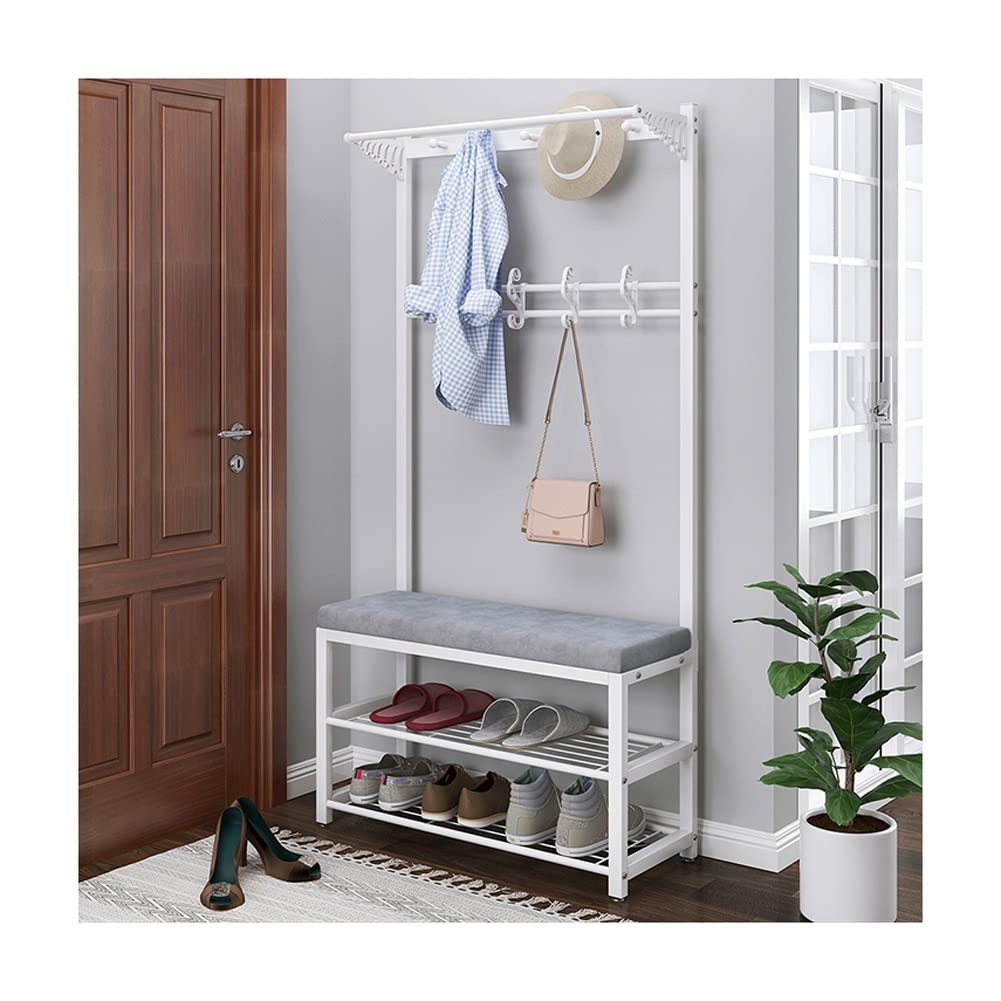 YAWEDA Rustic Entryway Coat Rack Shoe Bench with Storage - 80