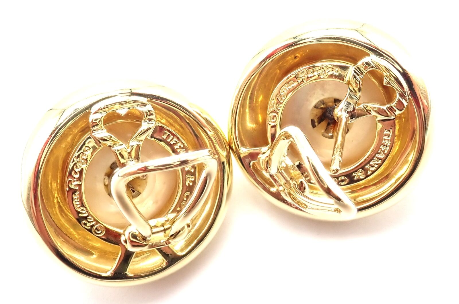 Authentic Tiffany & Co Picasso 18k Yellow Gold Diamond Mabe Pearl Earrings - Luxury Jewelry for Women, Perfect for Weddings, Anniversaries & Special Occasions