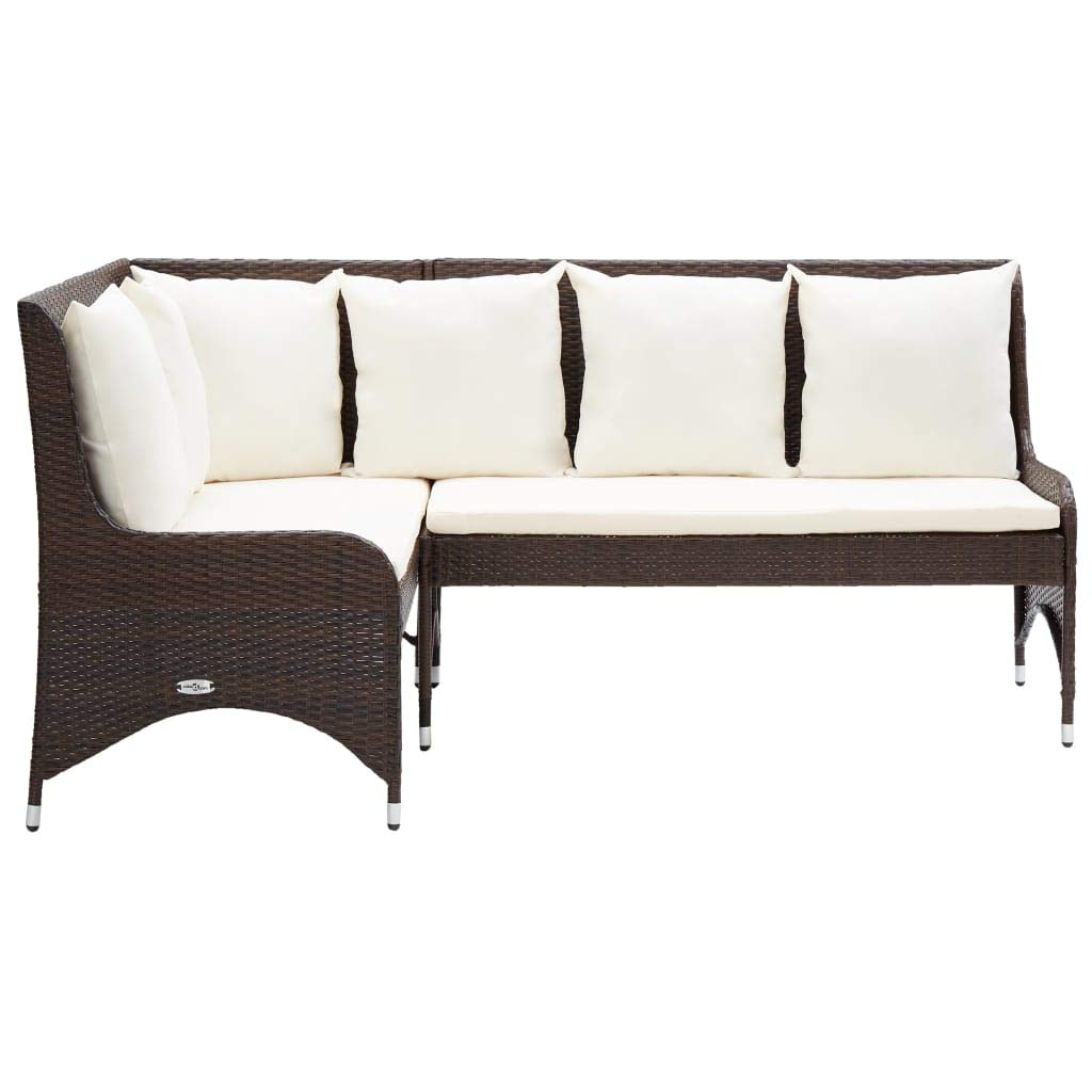 2-Piece All-Weather Brown Poly Rattan Patio Corner Sofa Set - Outdoor Garden Furniture for Backyard, Porch, Poolside & Patio Relaxation