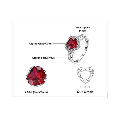 2.53Ct Synthetic Red Ruby Halo Sterling Silver Ring - Heart of Ocean Design | Elegant Jewelry for Women, Perfect Gift for Valentine's Day, Anniversary & Special Occasions