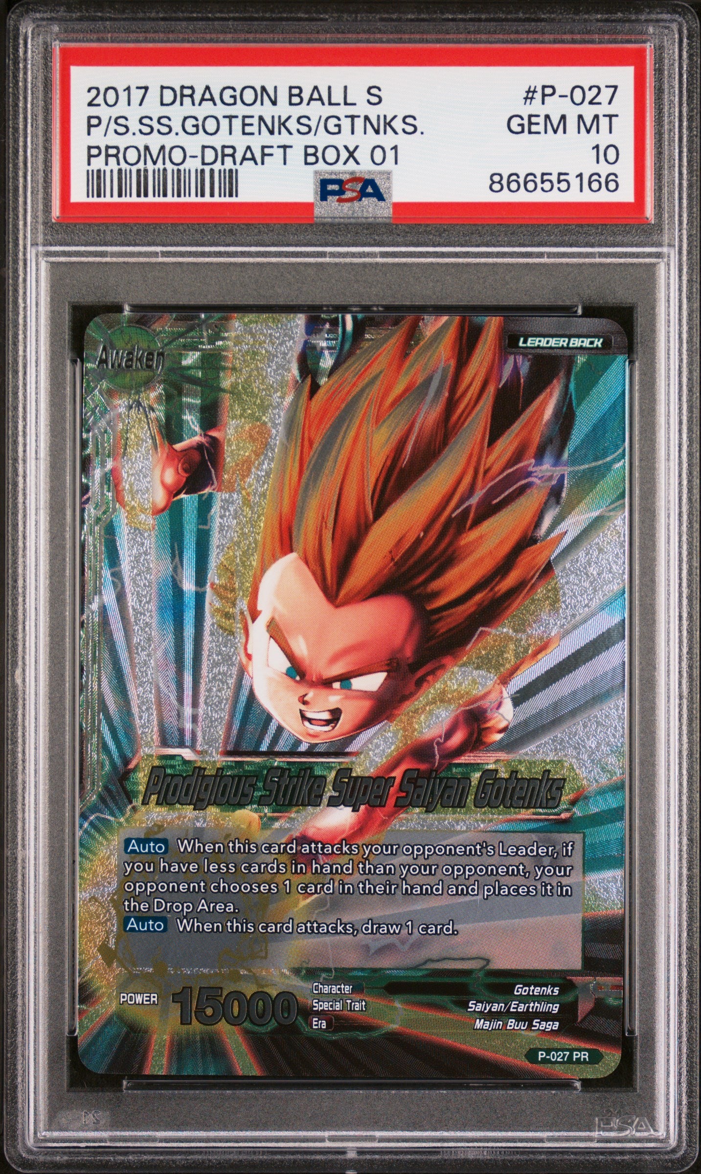2017 Dragon Ball Super 1st Press STRK SS Gotenks #P 027 PSA 10 Graded Card - Perfect for Collectors, Anime Fans & Investment - Display in Home Office, Game Room or Collection Showcase