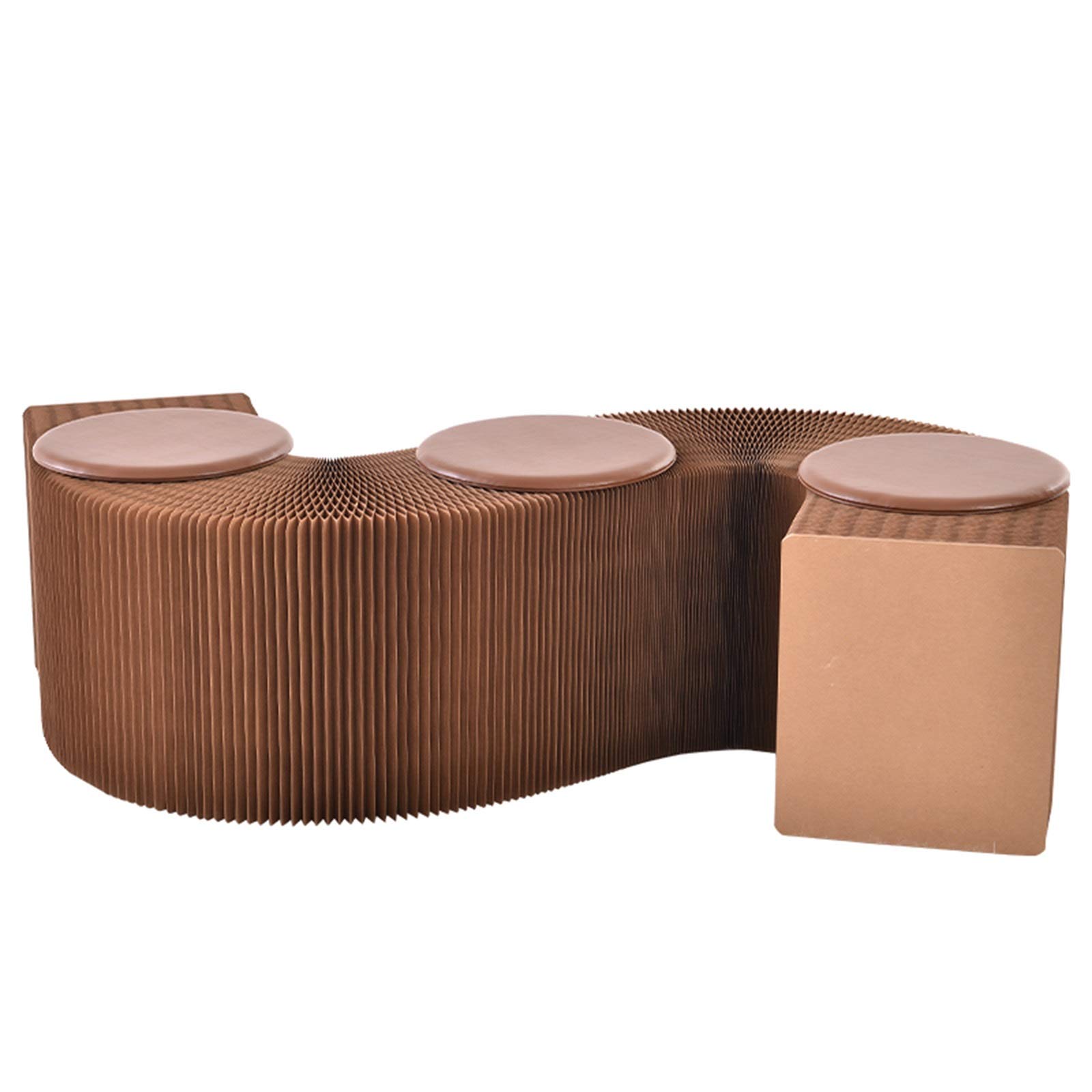 GDMING Retractable Kraft Paper Bench - Foldable Ottoman Stool with Storage, 63