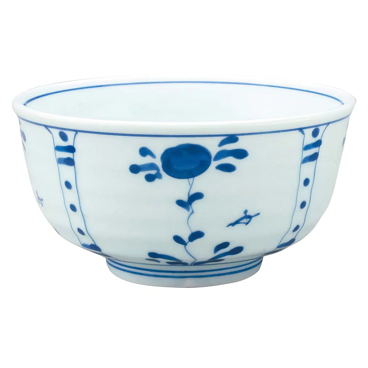 Premium EBM Porcelain Tempered Donburi Bowl 13cm - Japanese Blue Floral Sometsuke Design - Microwave & Dishwasher Safe Rice/Noodle Soup Bowl for Home & Restaurant Use