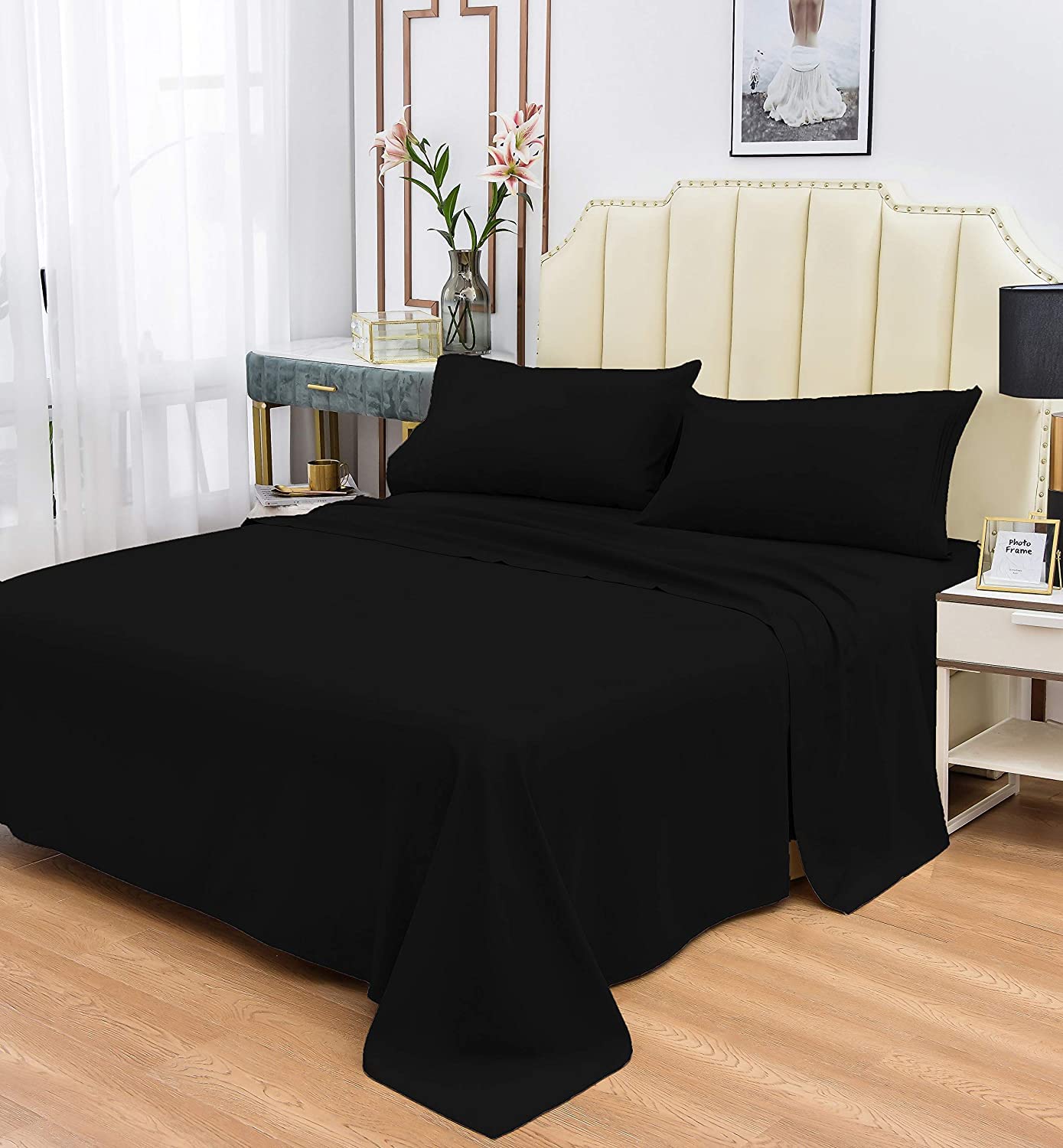 Premium 100% Cotton Xtream Fabric Attached Waterbed Sheet Set - King/California King Size, 12