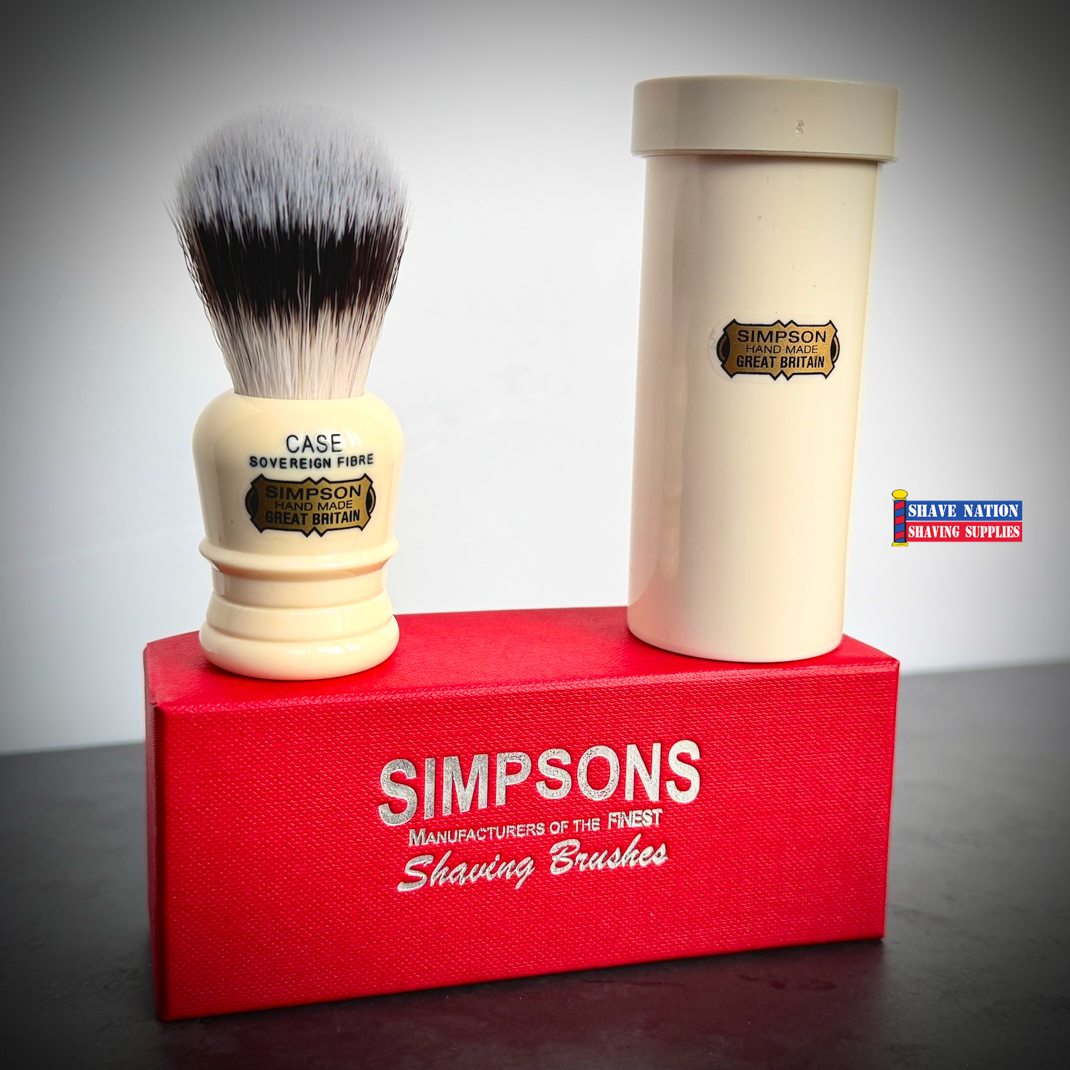 Simpsons C1 Sovereign Synthetic Fiber Travel Shaving Brush with Tube – Perfect for Men's Wet Shaving & Grooming On The Go