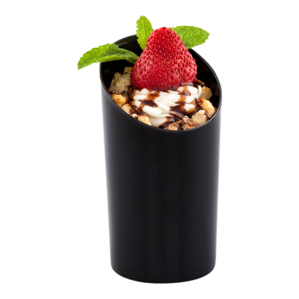 3 oz Round Black Plastic Incline Shot Glasses - 20-Pack (2