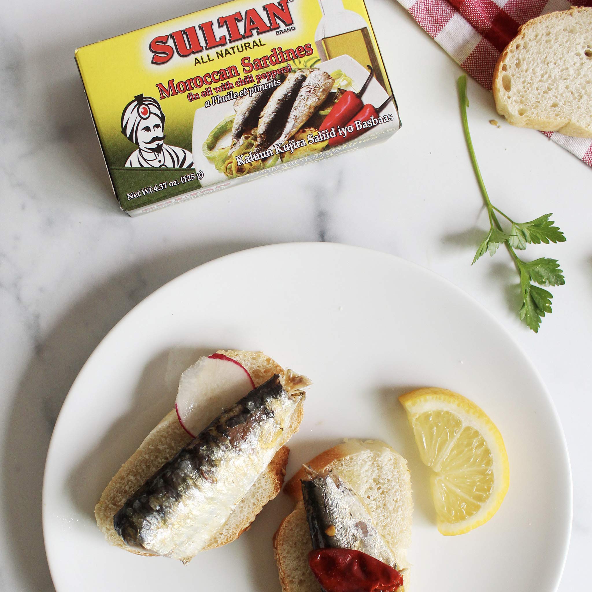 Premium Moroccan Sardines in Olive Oil with Chili Peppers - All Natural, High Protein, No Additives, Paleo & Keto Friendly, Zero Carb - 4.37oz (Pack of 5) - Perfect for Salads, Pasta & Healthy Snacking