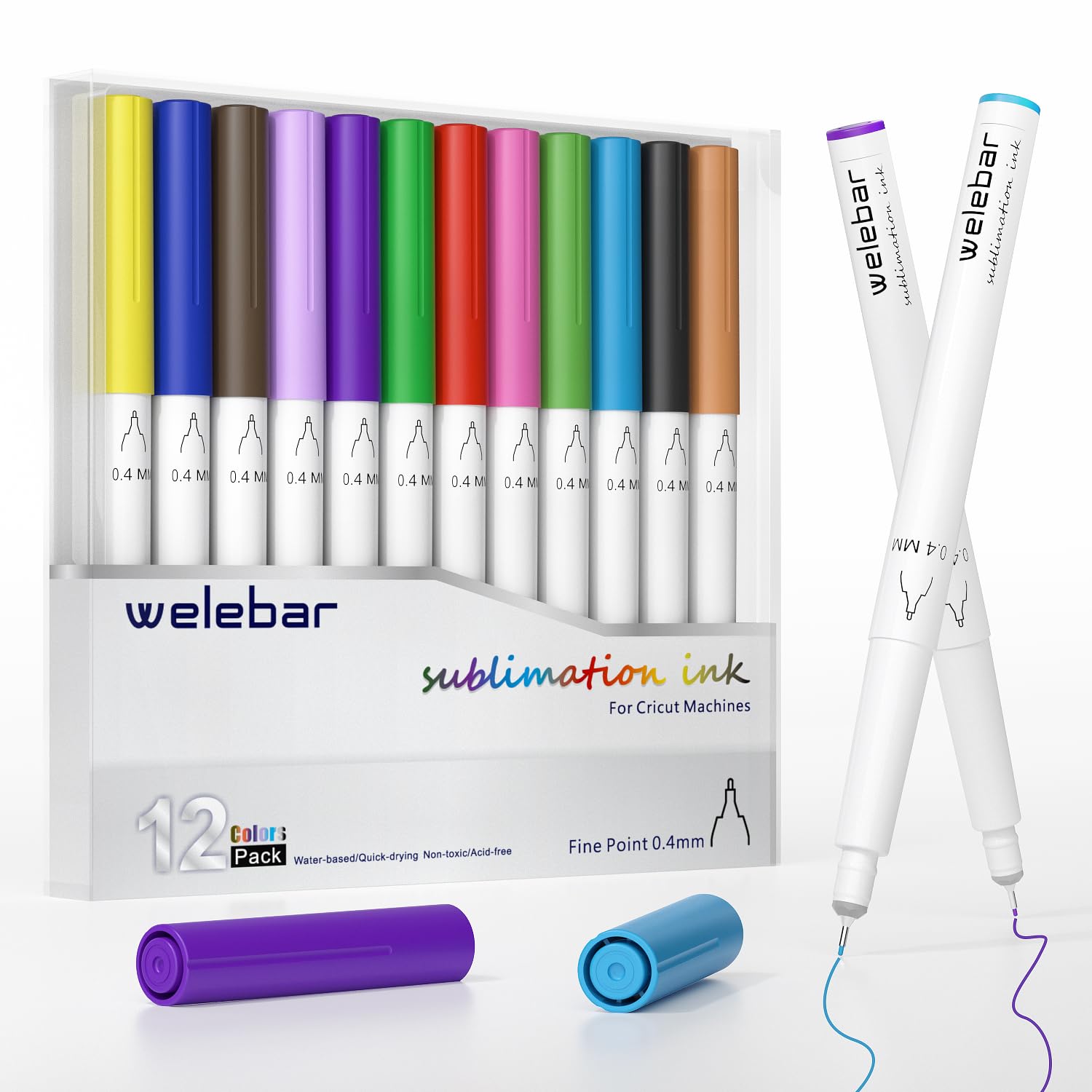 12 Pack Infusible Pens for Cricut Maker/Maker 3/Explore 3/Air 2/Air - 0.4mm Tip Sublimation Ink Pen Set for DIY Crafts, Mugs, T-Shirts, Tumblers - Perfect for Personalized Gifts, Home Decor & Craft Projects