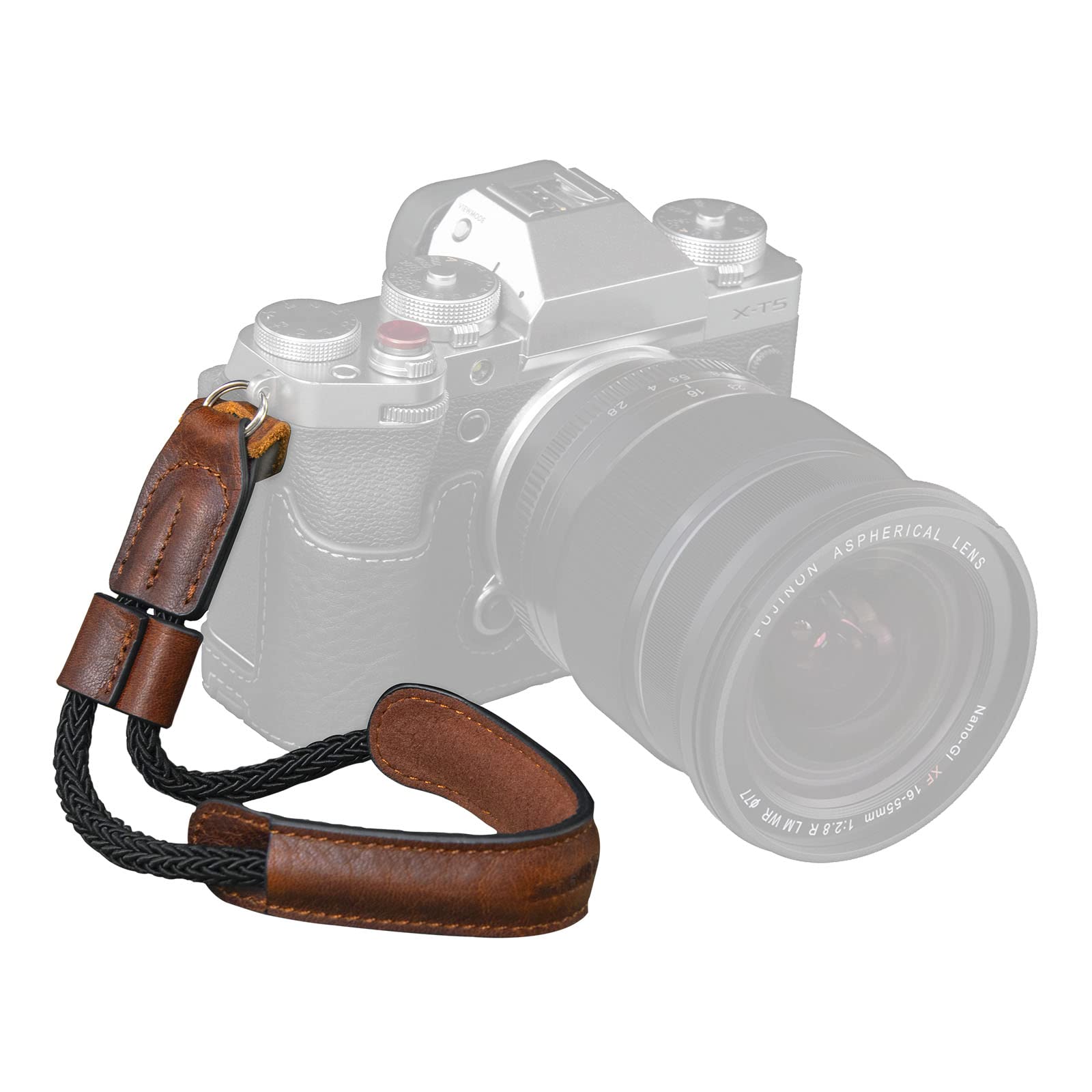 SmallRig Vintage Leather Camera Wrist Strap for DSLR, SLR & Mirrorless Cameras - Adjustable Safety Hand Strap Compatible with Fujifilm X-T5/X-T4/X-T3/X-T30/X-E4/X100V & Compact Cameras (Brown, Model 3926) - Perfect for Travel, Street Photography & Everyday Camera Protection