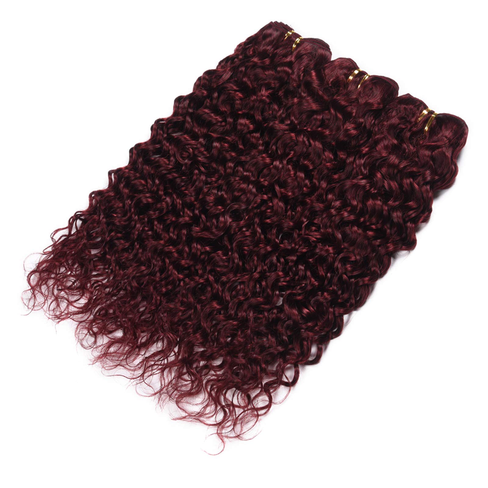 Dark Burgundy Water Wave Hair Bundles - 100% Peruvian Virgin Human Hair (3 Bundles, 14/16/18 Inch, 100g Each) - Colored Red Wine Wet & Wavy Weave Hair for Natural Look & Styling - Perfect for Daily Wear, Parties & Special Occasions